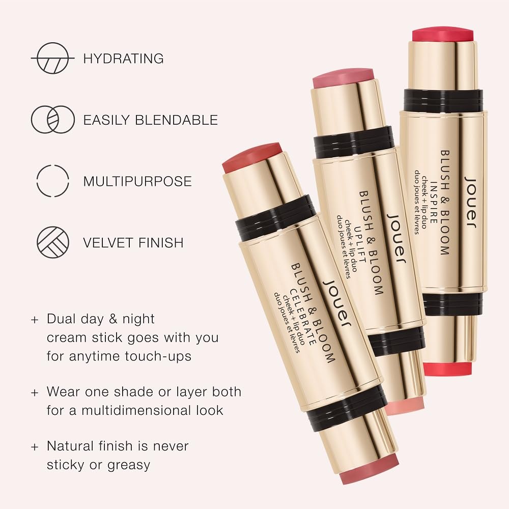 Jouer Blush & Bloom Cheek + Lip Duo – Hydrating Cream Tint for Lips & Cheeks