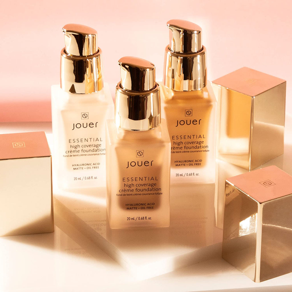 Jouer Essential High Coverage Creme Foundation | 50 Shades for All Skin Tones | Paraben Free, Cruelty Free & Vegan