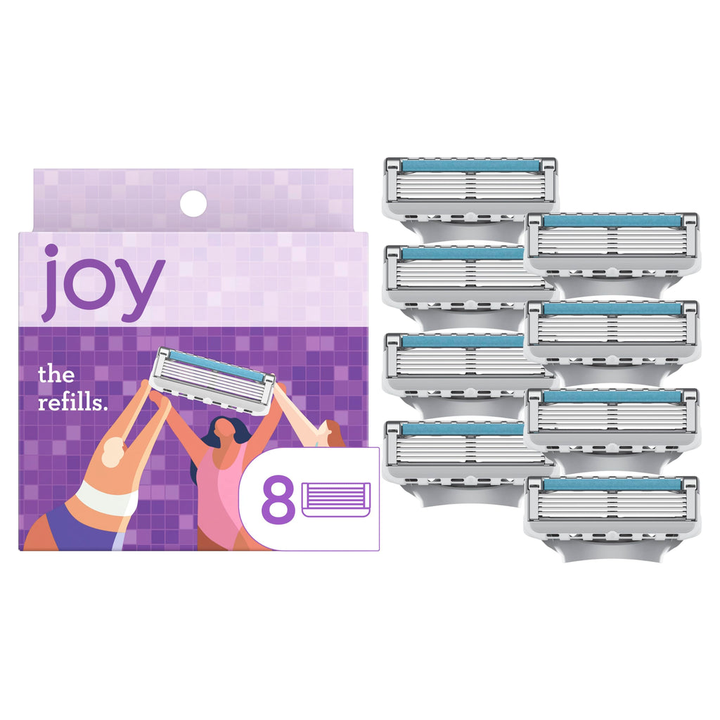 JOY Women’s Razor Blade Refills - 8 Count (Purple) with Lubrastrip