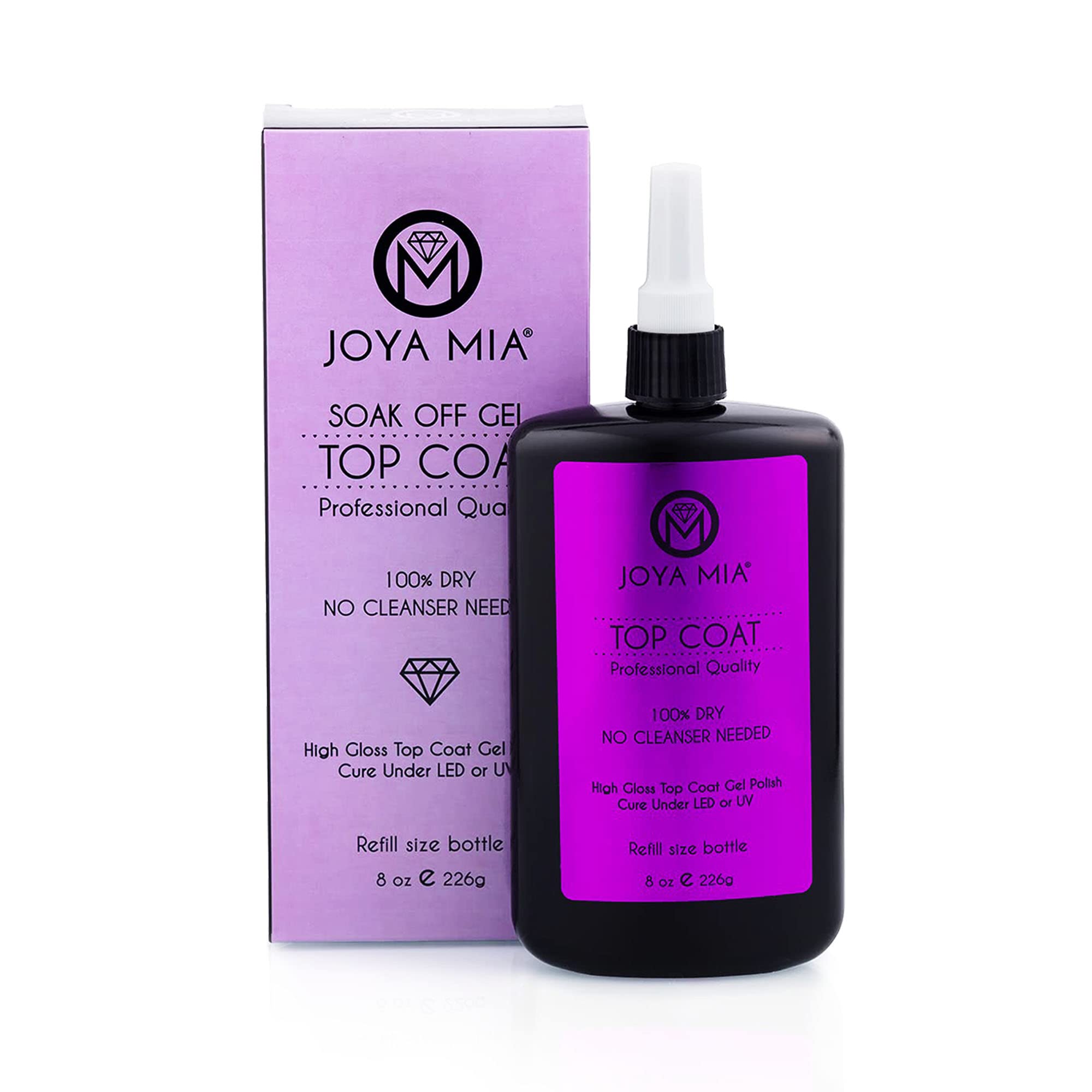 JOYA MIA Top Coat Gel Polish Refill 8oz – High-Gloss, No-Wipe, Quick-Cure