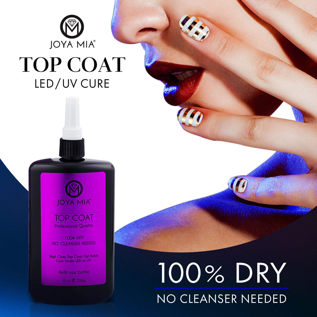 JOYA MIA Top Coat Gel Polish Refill 8oz – High-Gloss, No-Wipe, Quick-Cure