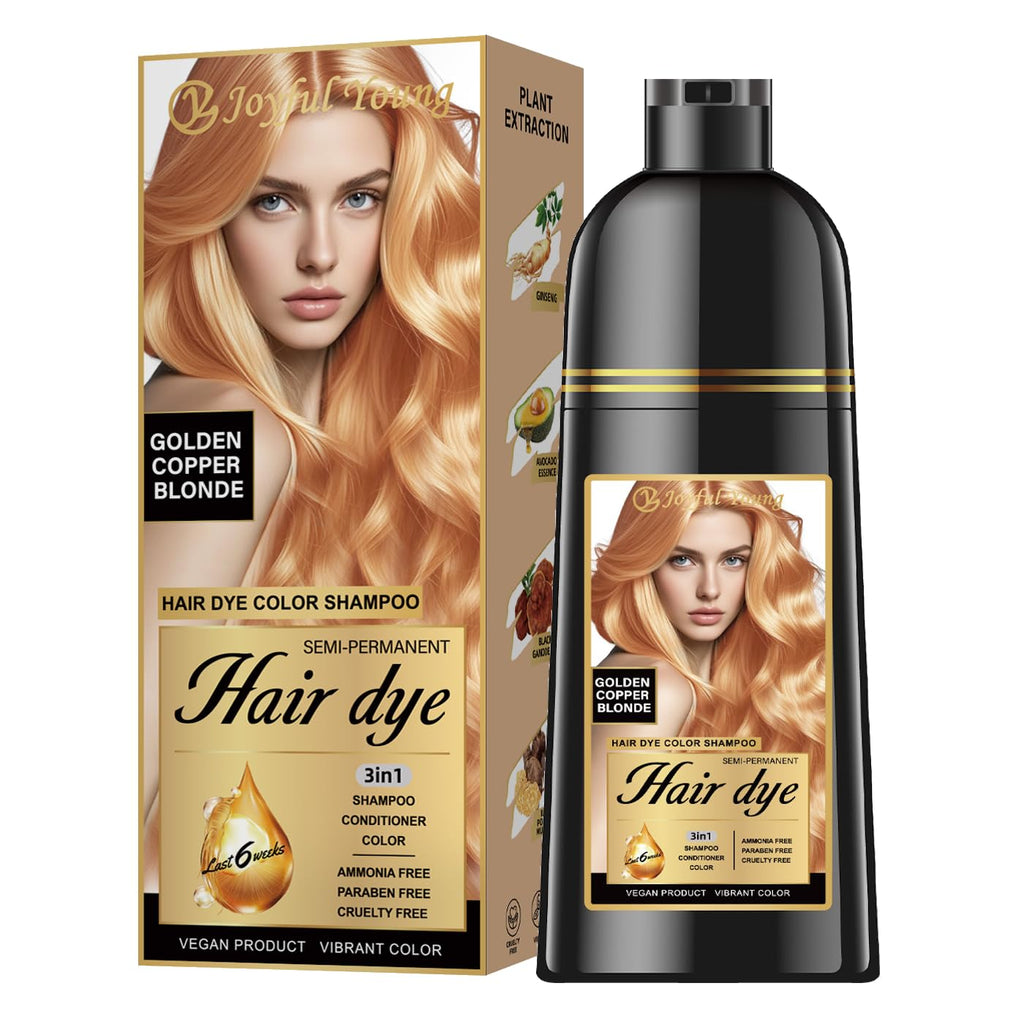 Joyful Young Hair Dye Shampoo 3-in-1 – Golden Copper Blonde, Semi-Permanent Color Depositing