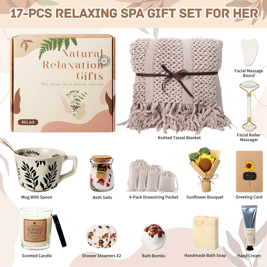 Joyvella Get Well Soon Gifts Baskets for Women – Self-Care Spa Package with Blanket