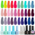 JR 35pcs Gel Nail Polish Set (10ml) – Deep Blue, Green, Yellow, Red, Pink with Base, Top, and Matte Coats for Professional Nail Art
