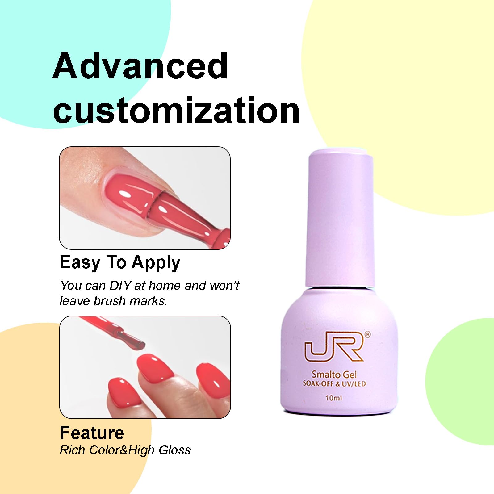 JR 35pcs Gel Nail Polish Set (10ml) – Deep Blue, Green, Yellow, Red, Pink with Base, Top, and Matte Coats for Professional Nail Art
