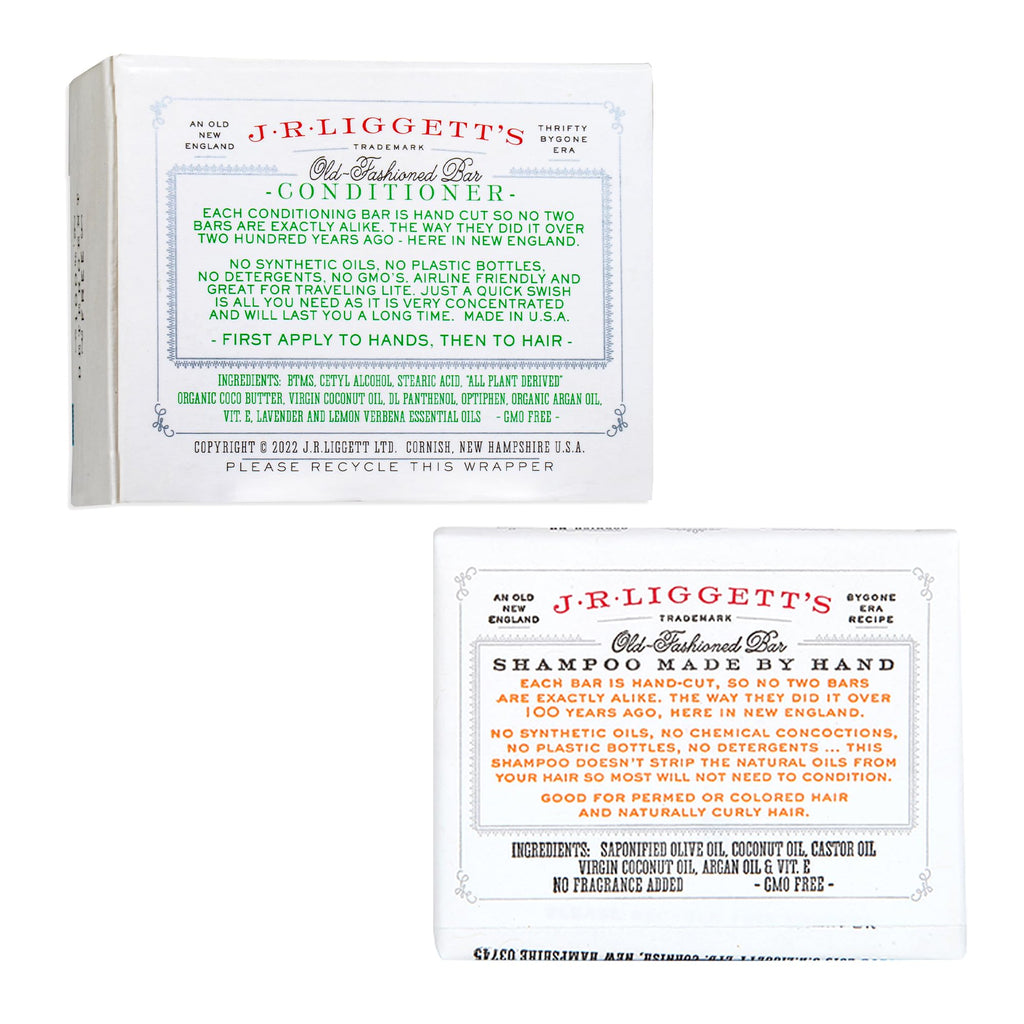 J.R.LIGGETT'S Shampoo & Conditioner Bar Set – 3-Pack with Coconut & Argan Oil | All-Natural Plant-Based