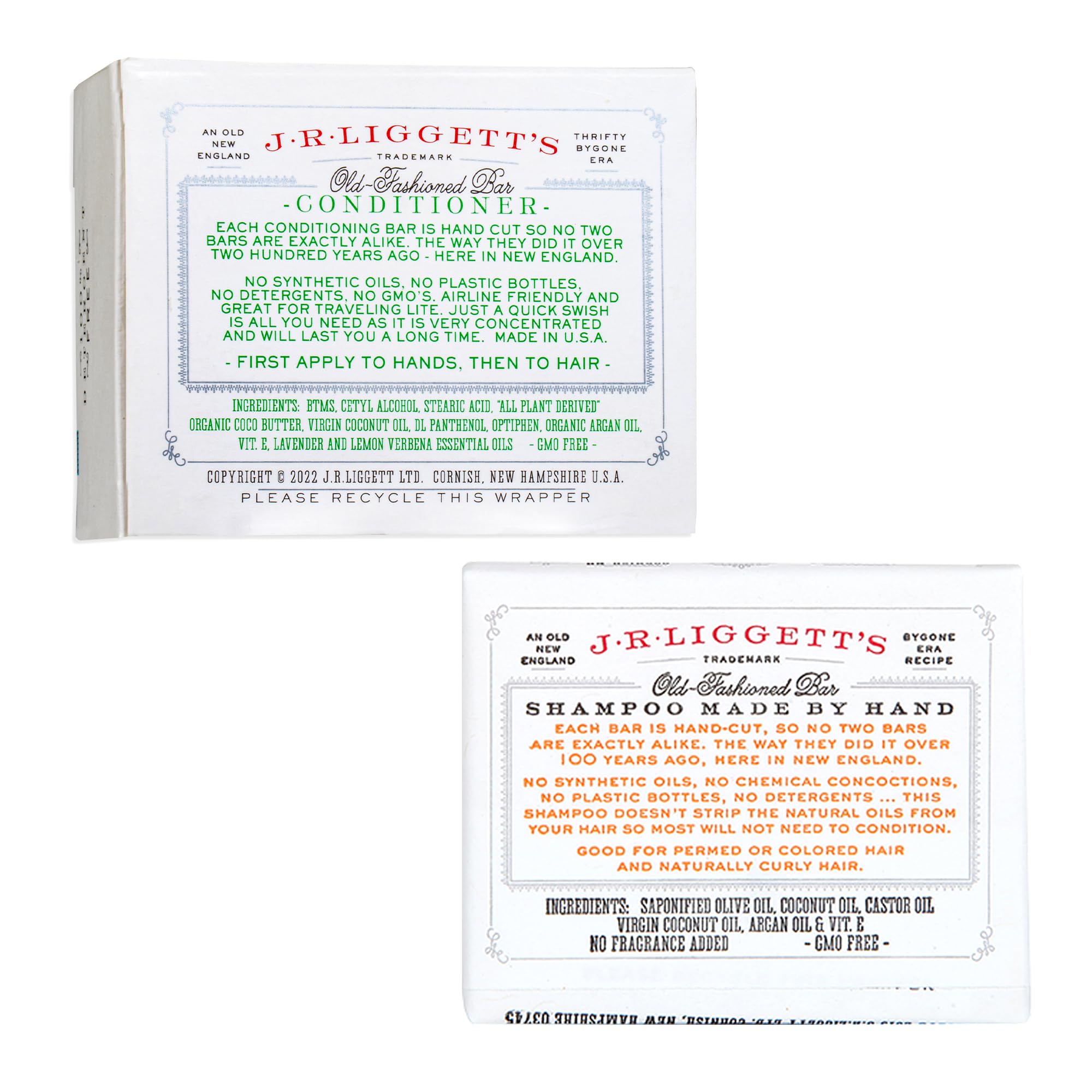 J.R.LIGGETT'S Shampoo & Conditioner Bar Set – 3-Pack with Coconut & Argan Oil | All-Natural Plant-Based