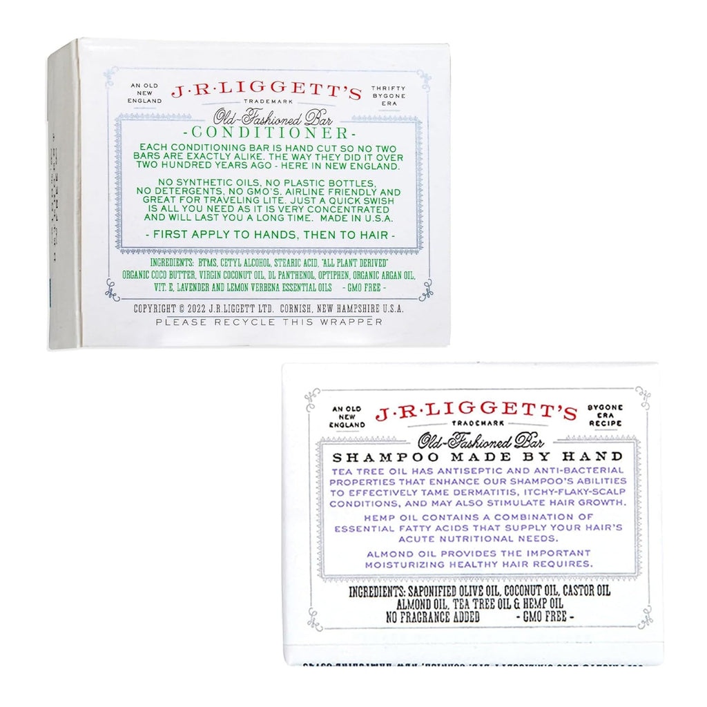 J.R.LIGGETT'S Shampoo & Conditioner Bar 3-Pack – Plant-Based, Travel-Ready