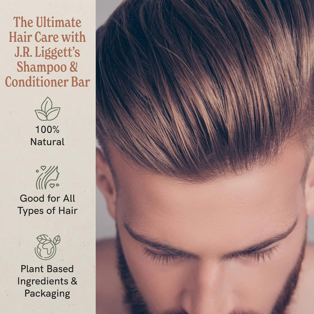 J.R.LIGGETT'S Shampoo & Conditioner Bar 3-Pack – Plant-Based, Travel-Ready