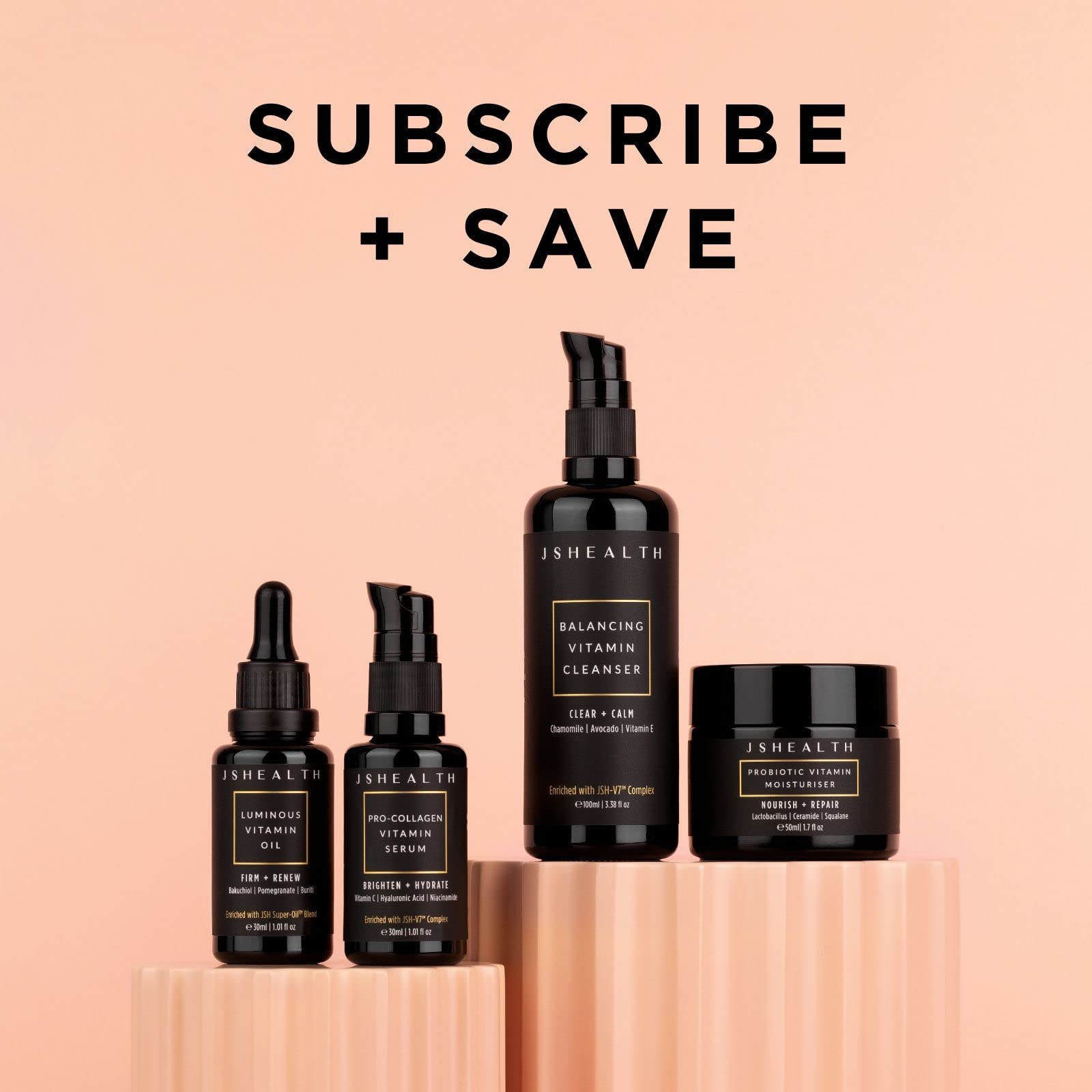 JSHealth Vitamin C Serum for Face – Brightening Hyaluronic Acid Serum with Niacinamide | Vegan Skincare