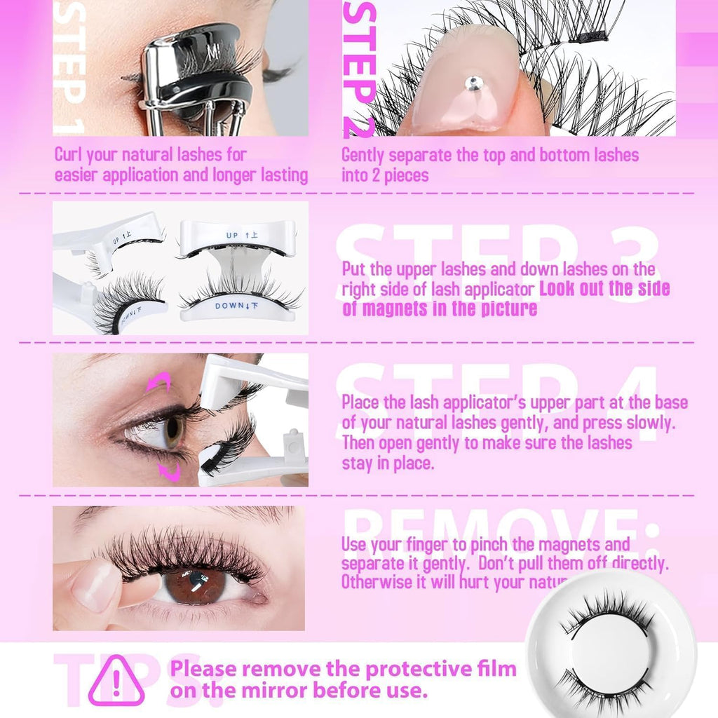Hunnyfit Magnetic Lashes by Jsqianfei – Reusable Magnetic Eyelashes with Applicator (No Glue Needed)