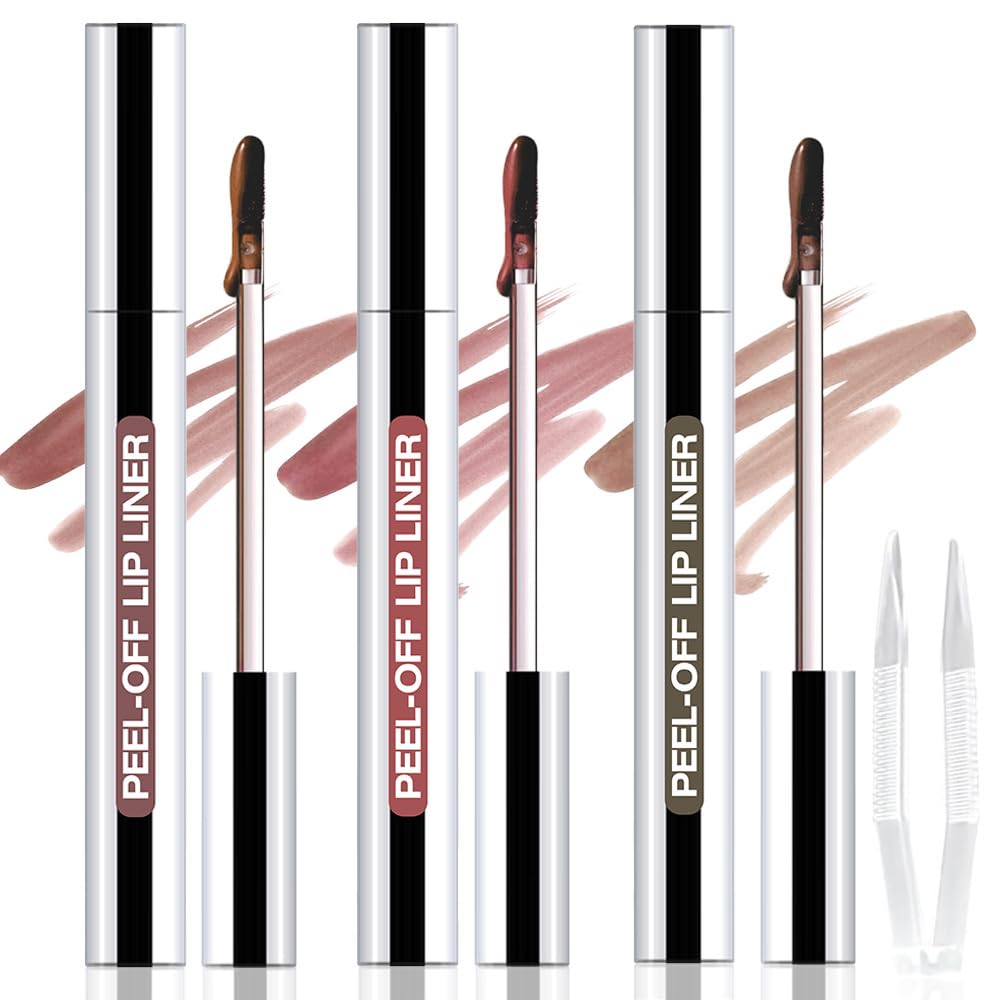 JUAAZIN 3Pcs Matte Peel-Off Lip Stain with Tweezer — Long-Lasting Waterproof Lip Color