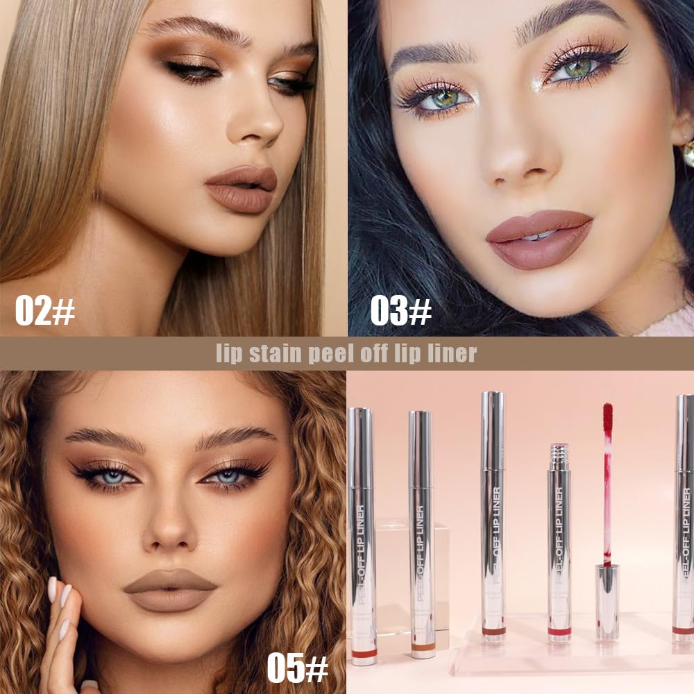 JUAAZIN 3Pcs Matte Peel-Off Lip Stain with Tweezer — Long-Lasting Waterproof Lip Color