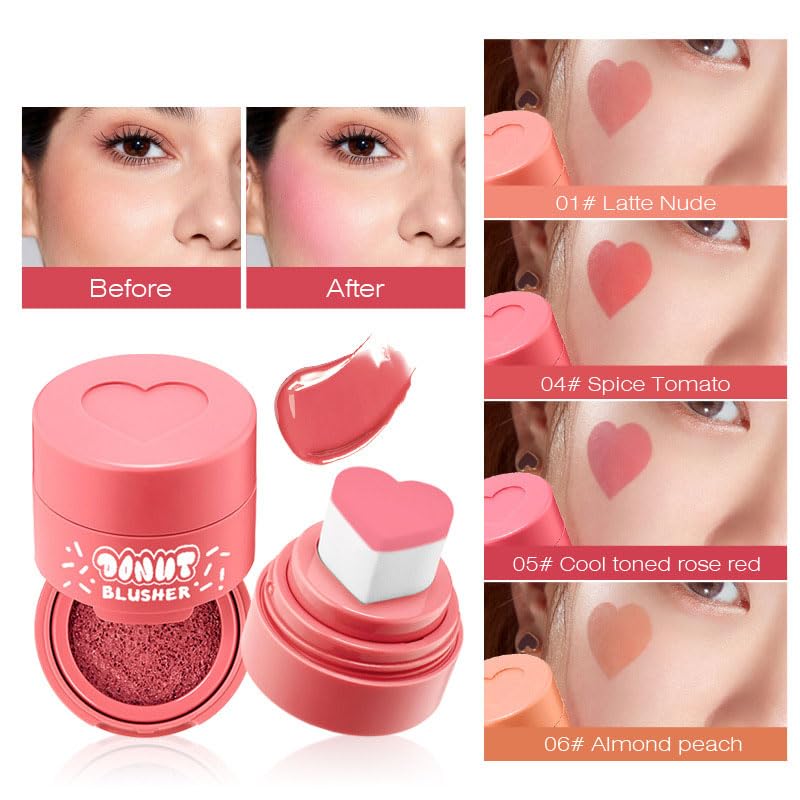 JUDEWY Liquid Blush with Heart Shaped Applicator – Lightweight, Long-Lasting Pink Glow