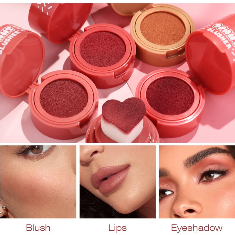 JUDEWY Liquid Blush with Heart Shaped Applicator – Lightweight, Long-Lasting Pink Glow