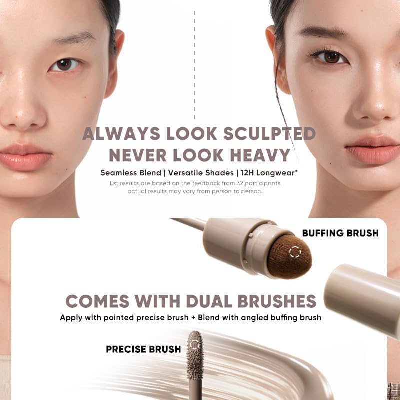 JUDYDOLL Liquid Contour & Highlighter – 2-in-1 Face Sculpting Kit with Dual Brushes