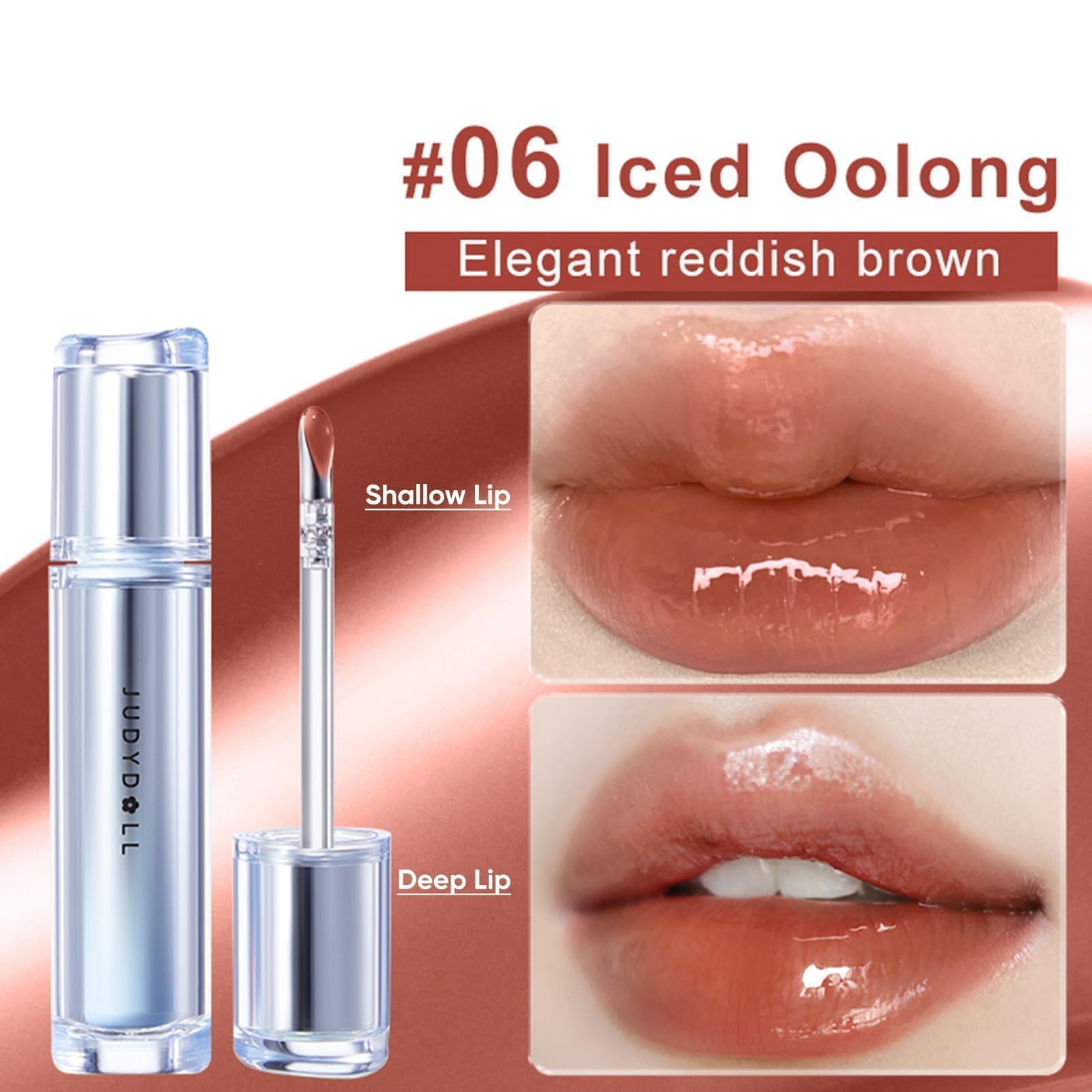 JUDYDOLL Ice Watery Lip Gloss #06 Iced Oolong – Non-Sticky, Long-Lasting Lip Color with Hyaluronic Acid