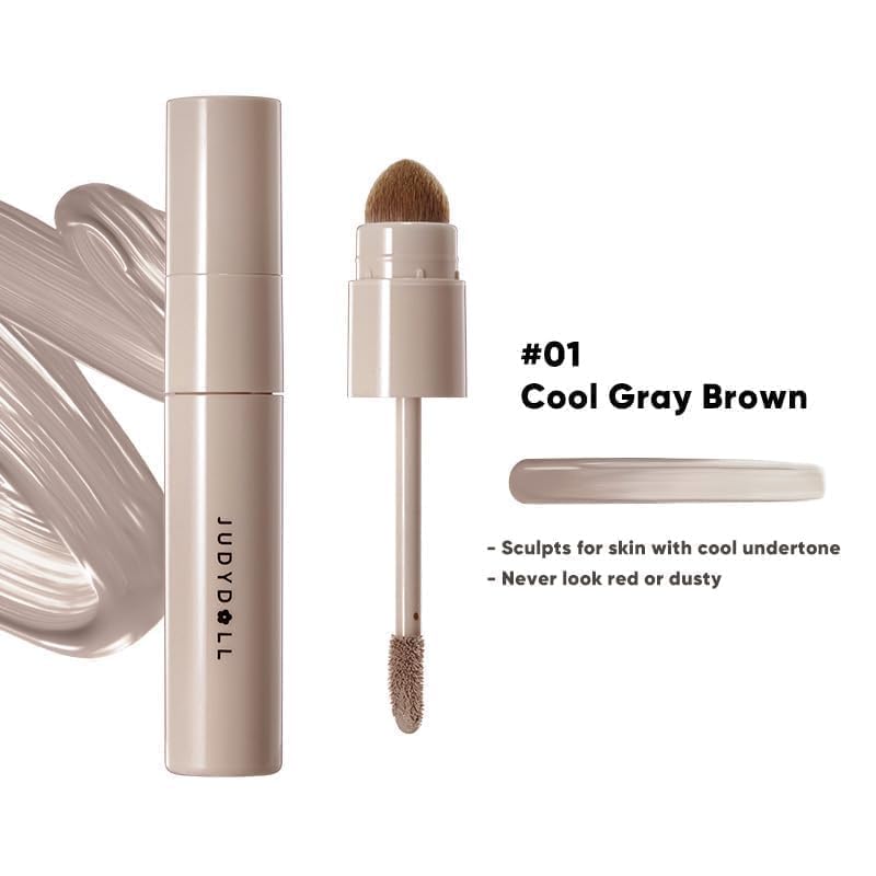 JUDYDOLL Liquid Contour & Highlighter – 2-in-1 Face Sculpting Kit with Dual Brushes