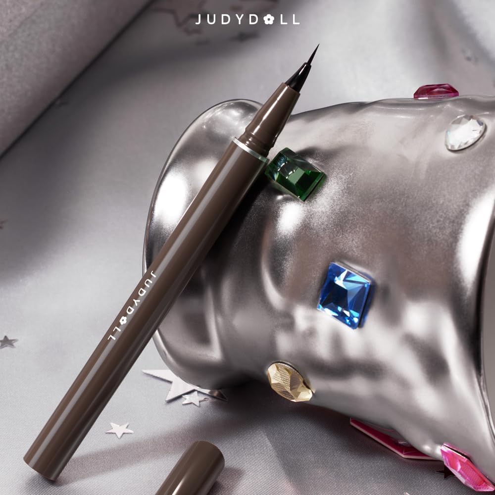JUDYDOLL Ultra-Fine Liquid Eyeliner – Precision Tip, Waterproof, 8H Wear (#02 Deep Brown)