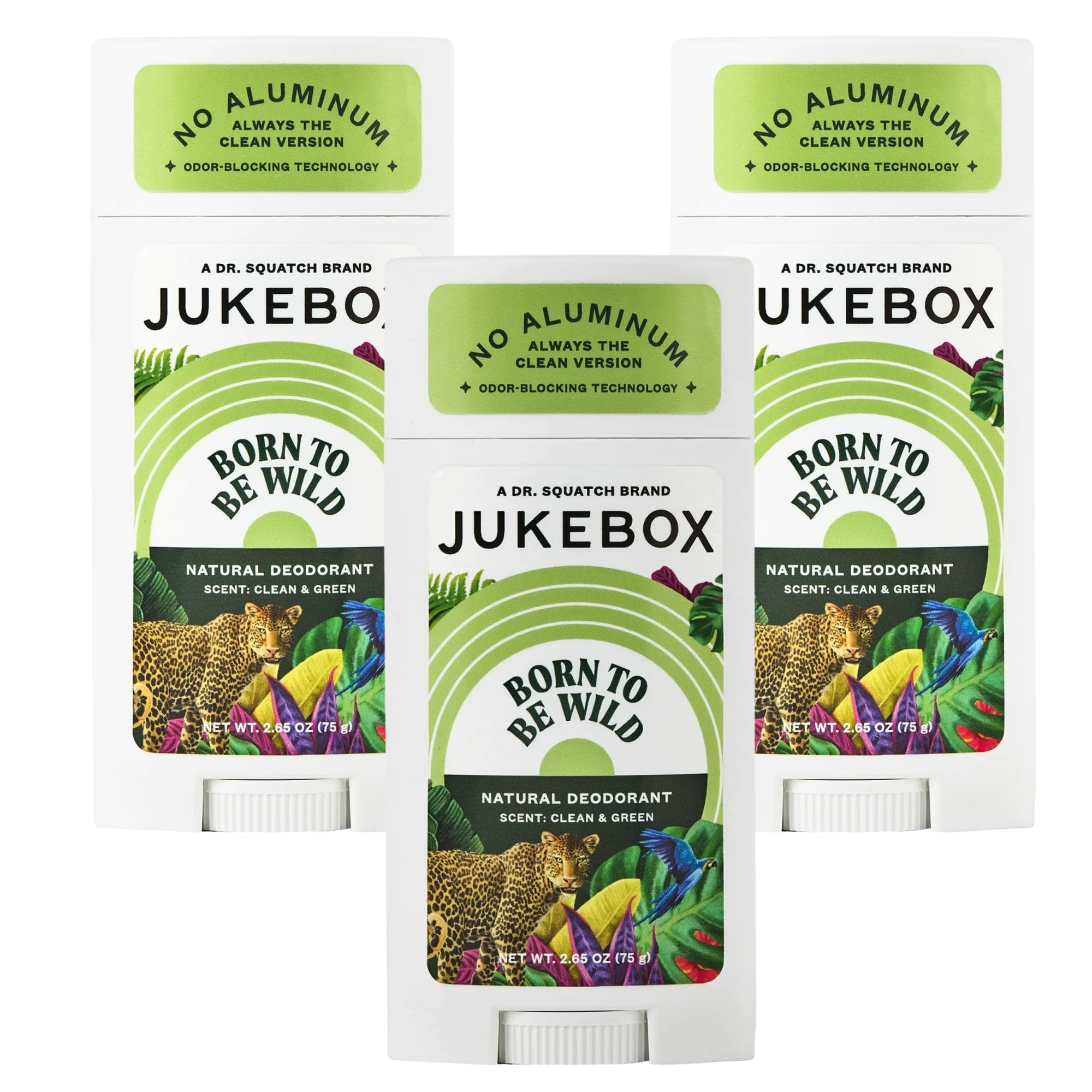 JUKEBOX Natural Deodorant for Women – Born to Be Wild Scent, Aluminum-Free, No Baking Soda, 2.65oz, 3 Pack