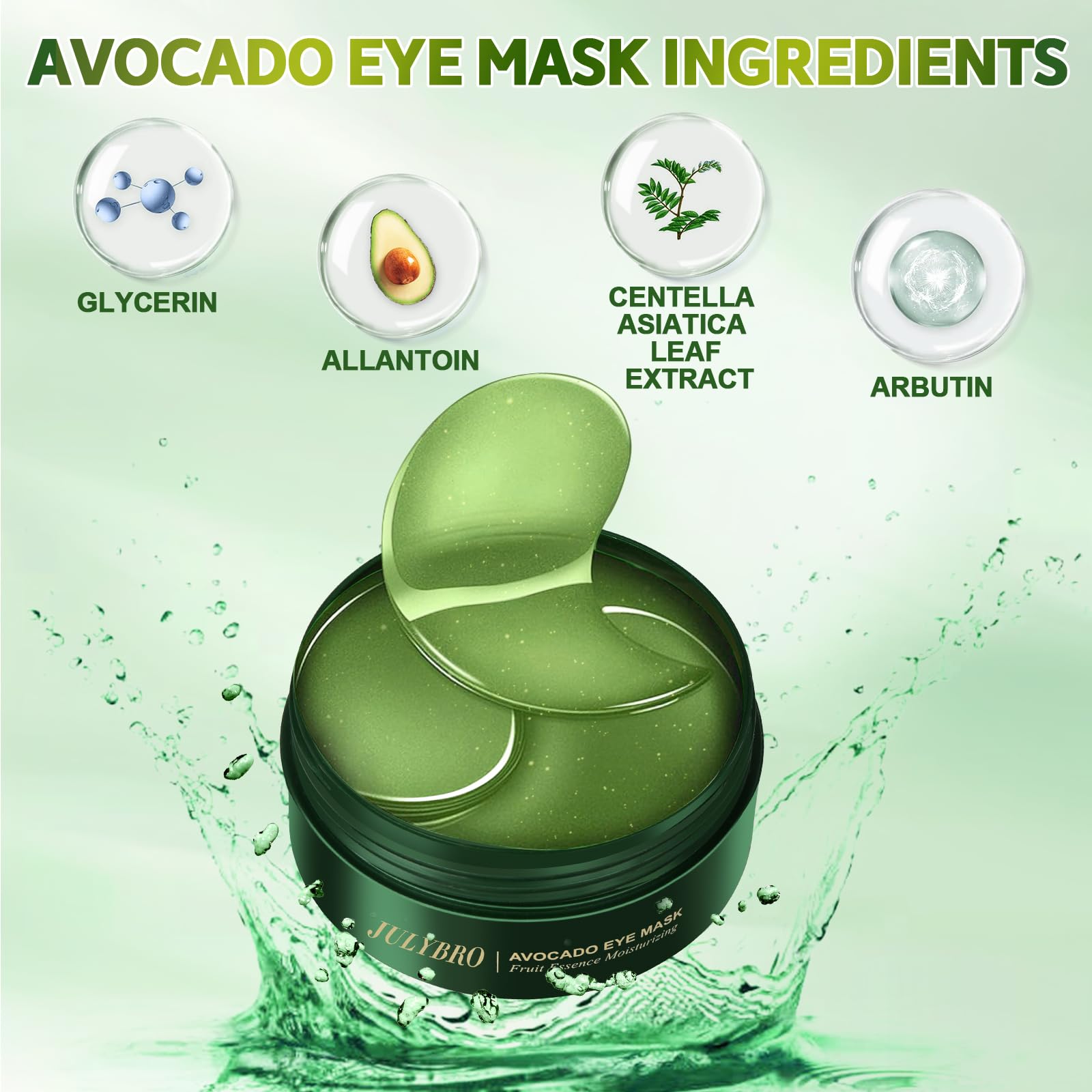 JULYBRO Avocado Vera Under Eye Masks – 60 Pcs for Puffiness & Dark Circles