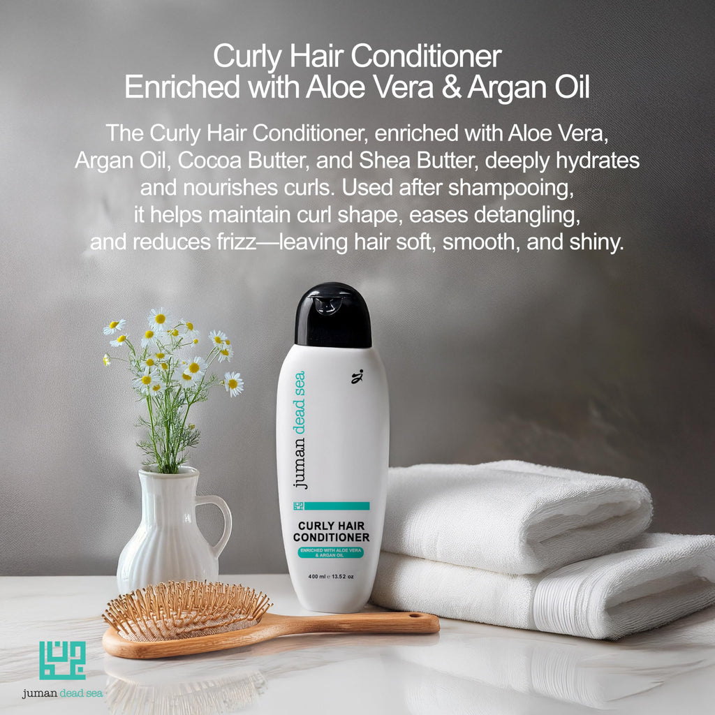 JUMAN Dead Sea Leave-In Conditioner for Curly Hair – Argan Oil & Plant Extracts, Hydrating 13.5 oz