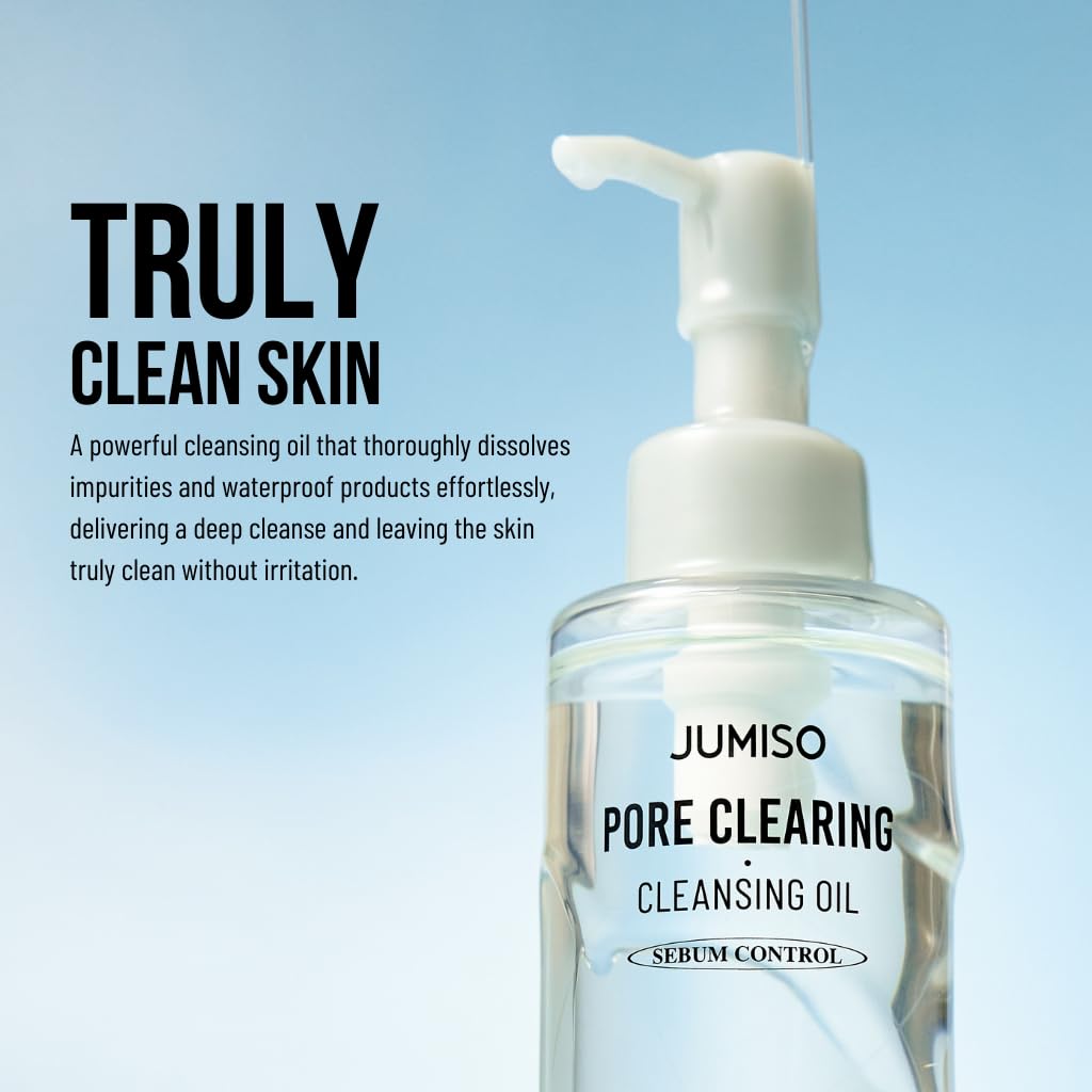 JUMISO Pore Clearing Cleansing Oil – Waterproof Makeup Remover for All Skin Types, 6.76 fl oz