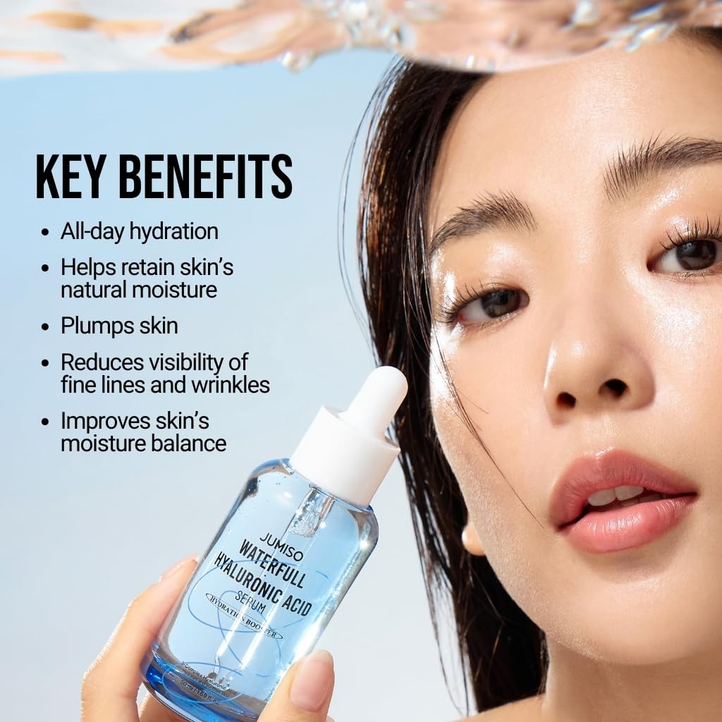 JUMISO Waterfull Hyaluronic Acid Serum – Hydrating Facial Serum for All Skin Types | Vegan, Fragrance-Free | 50 ml