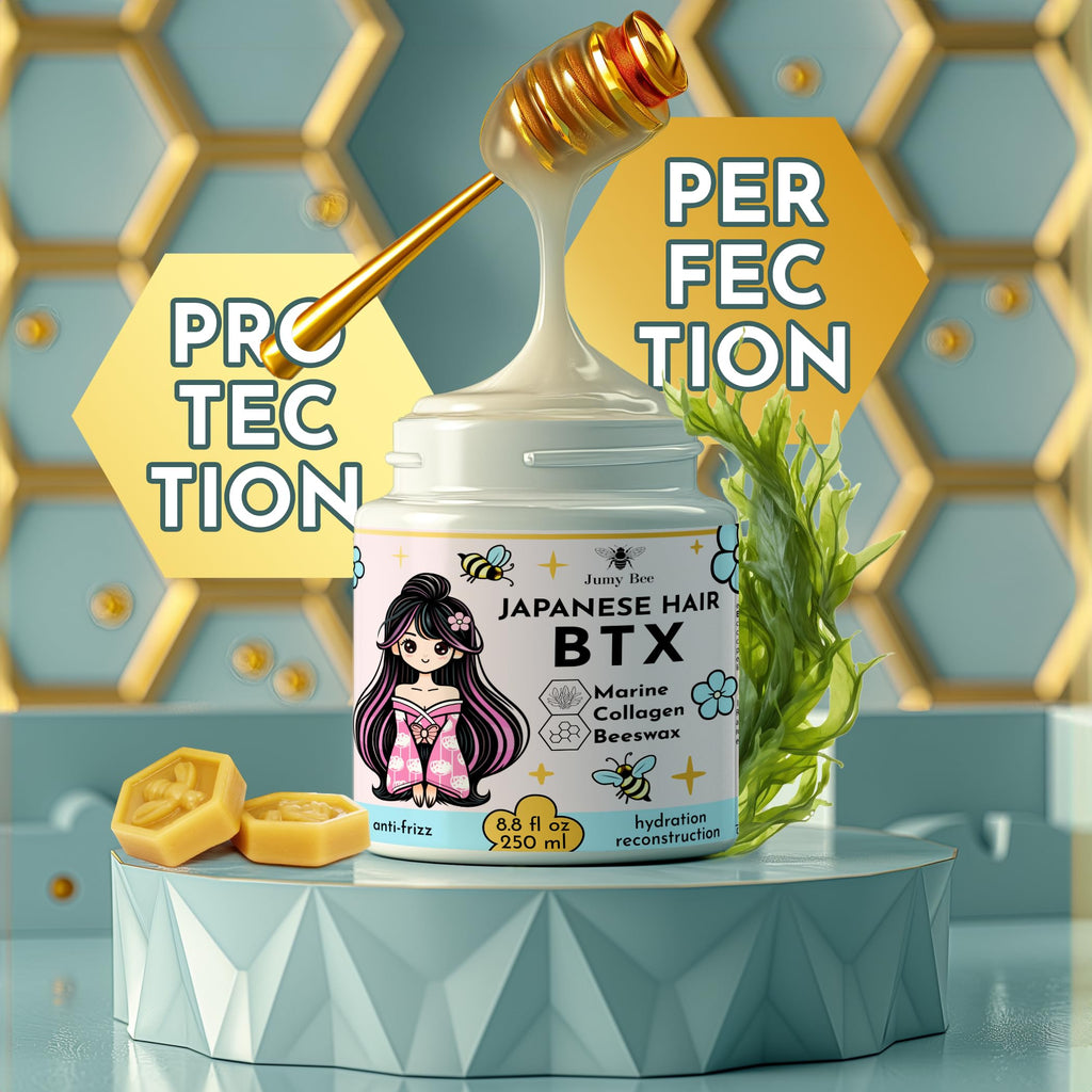 Jumybee Japanese BTX Hair Mask for Damaged Hair B-TOX – Collagen & Keratin, Beeswax & Seaweed, Formaldehyde-Free, 8.8 oz
