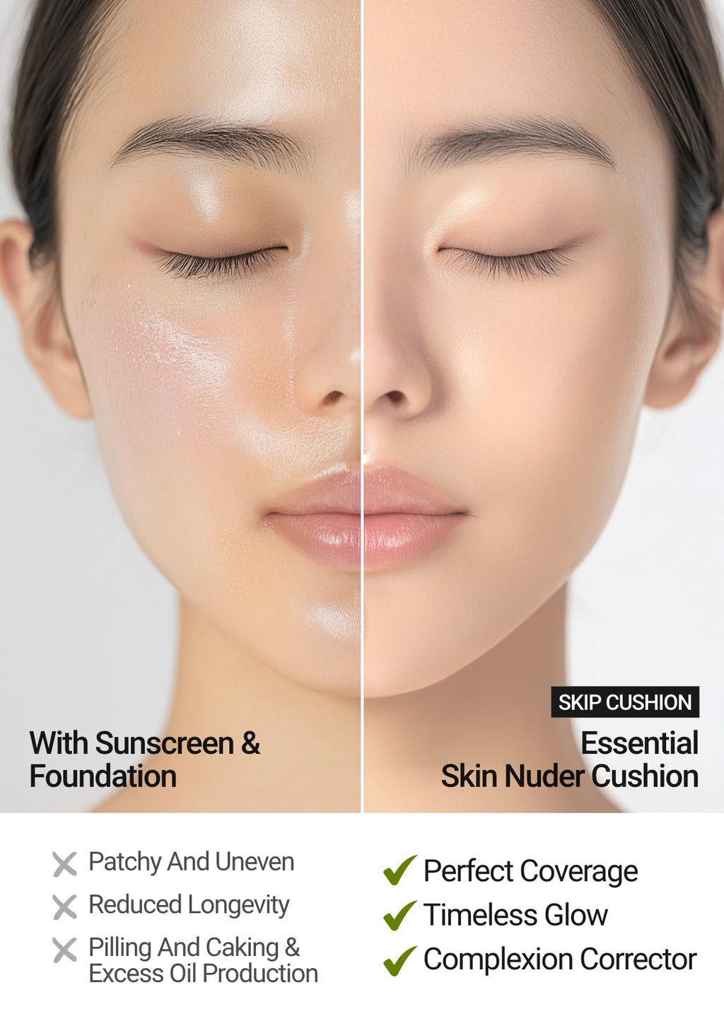 JUNG SAEM MOOL SPF Essential Skin Nuder Cushion 19 Light | SPF50 Broad Spectrum | Natural Finish