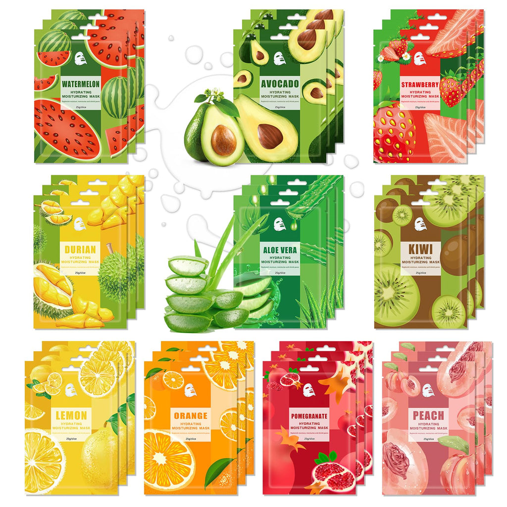 JunKuJK 30-Piece Hydrating Facial Sheet Mask Set | Moisturizing Skincare Gift Kit for All Skin Types