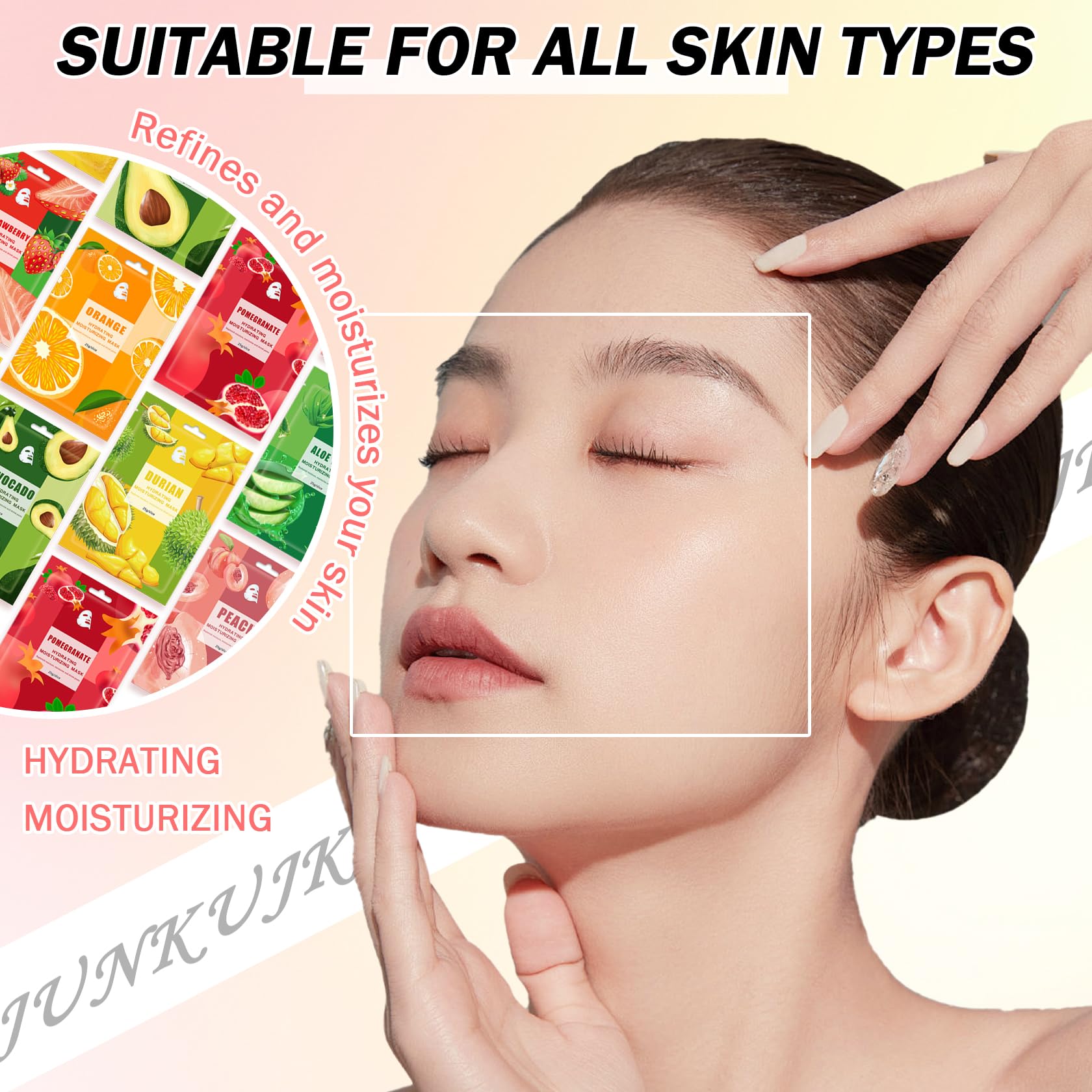 JunKuJK 30-Piece Hydrating Facial Sheet Mask Set | Moisturizing Skincare Gift Kit for All Skin Types