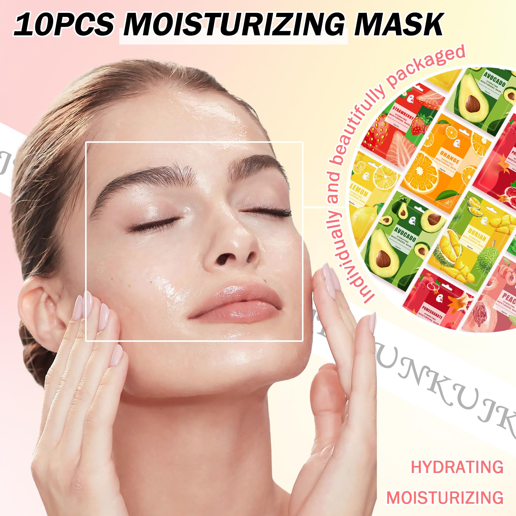 JunKuJK 30-Piece Hydrating Facial Sheet Mask Set | Moisturizing Skincare Gift Kit for All Skin Types