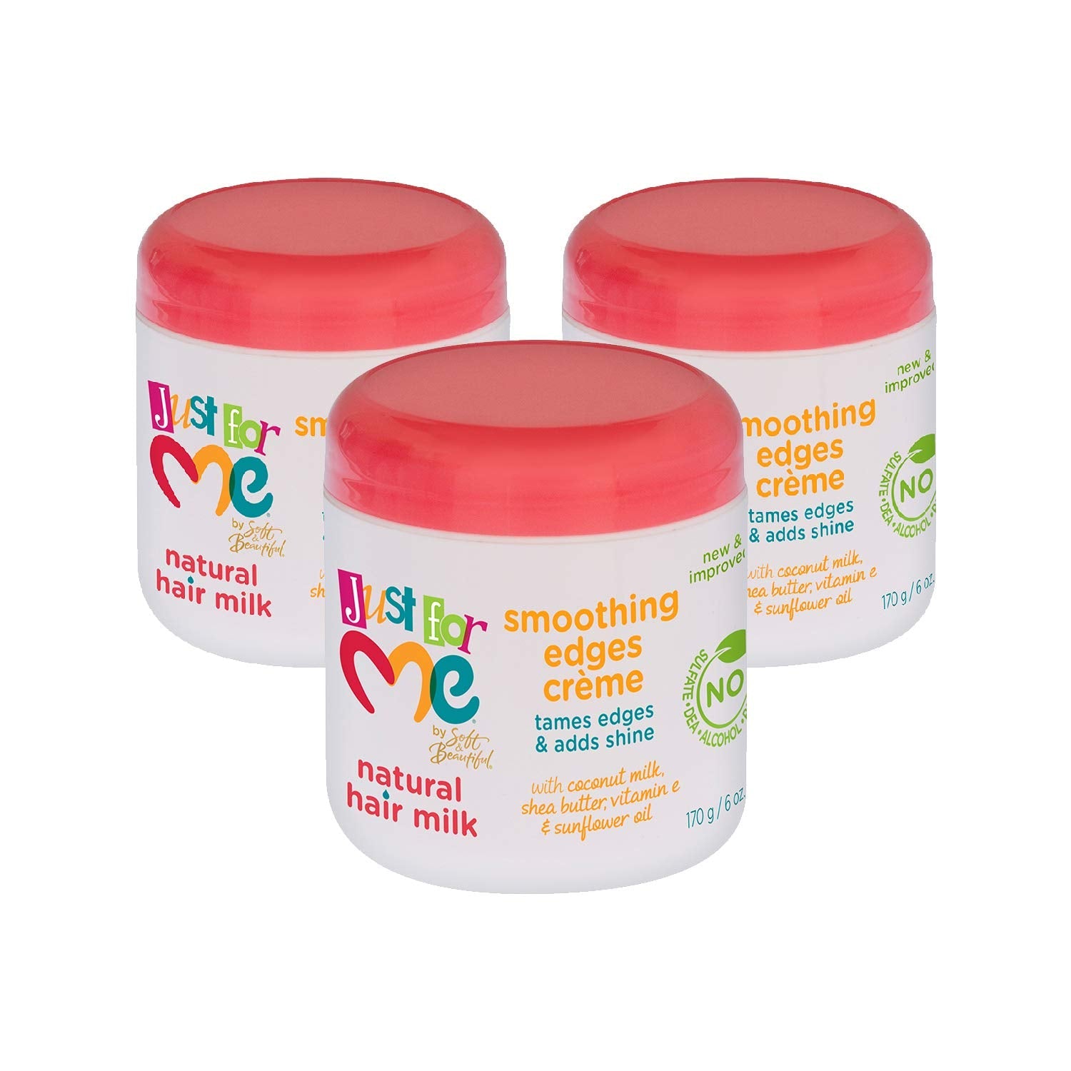 Just For Me Natural Hair Milk Smoothing Edges Creme – Tames Edges & Adds Shine, 6 oz (3 Pack)