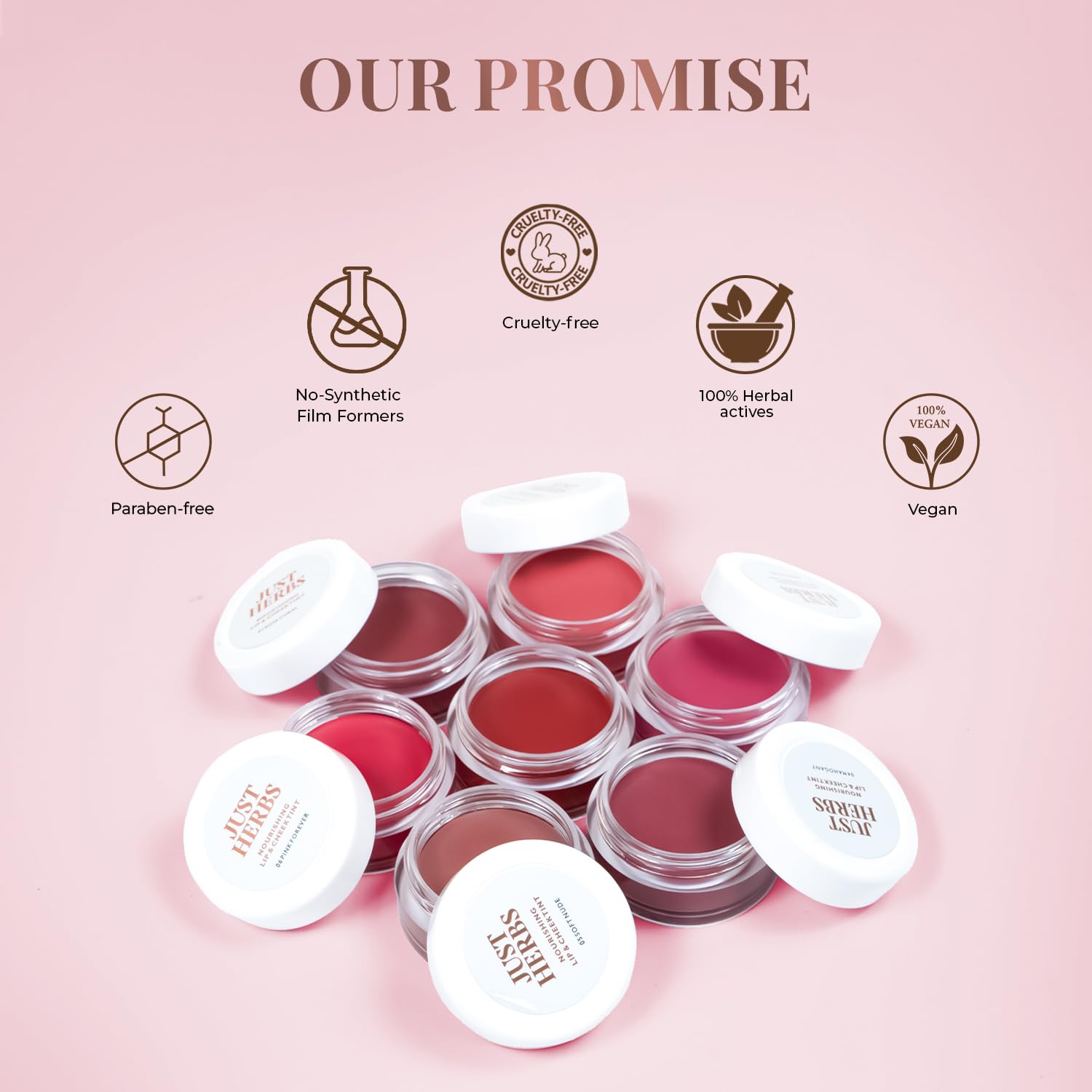 Just Herbs Organic Creamy Matte 3-in-1 Lip & Cheek Tint – Soft Nude, Vegan & Chemical-Free