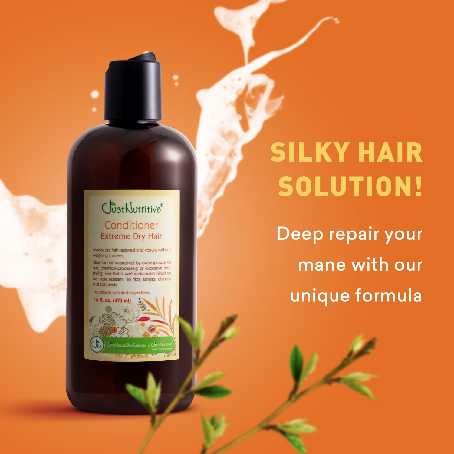 Just Nutritive Extreme Dry Hair Conditioner | Deep Hydration for Dry & Damaged Hair | 16 oz
