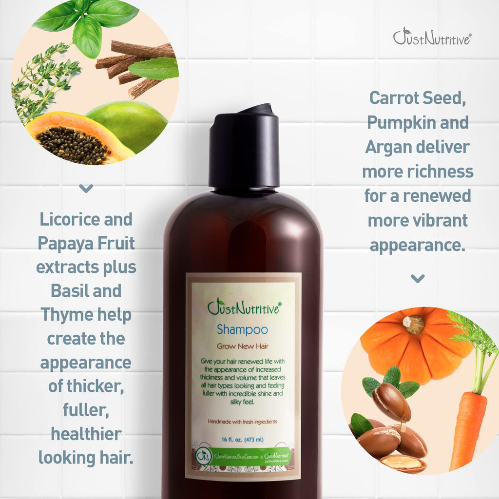 Grow New Hair Shampoo | Just Nutritive | Natural, Gentle Hair Growth Support | 16 oz