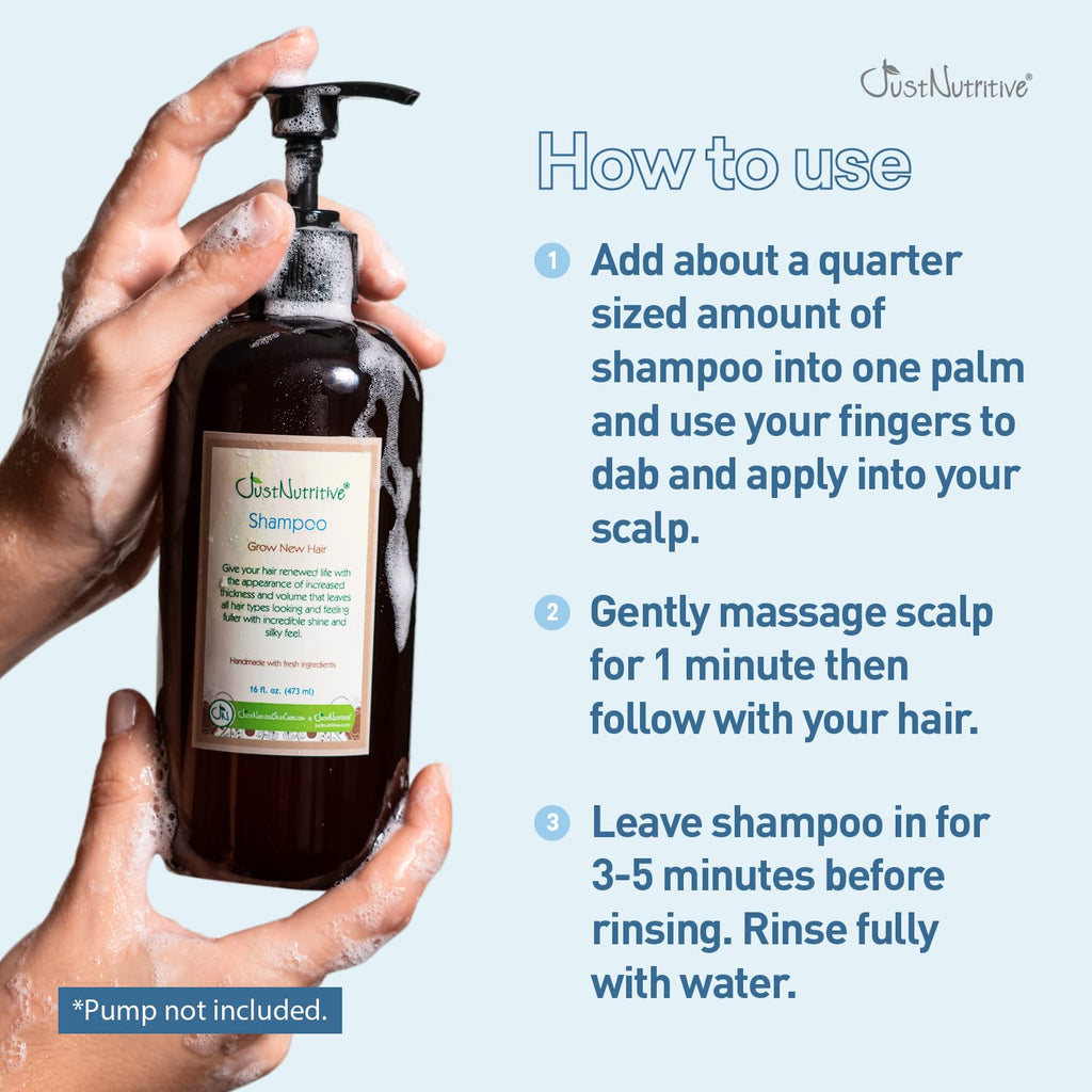 Grow New Hair Shampoo | Just Nutritive | Natural, Gentle Hair Growth Support | 16 oz