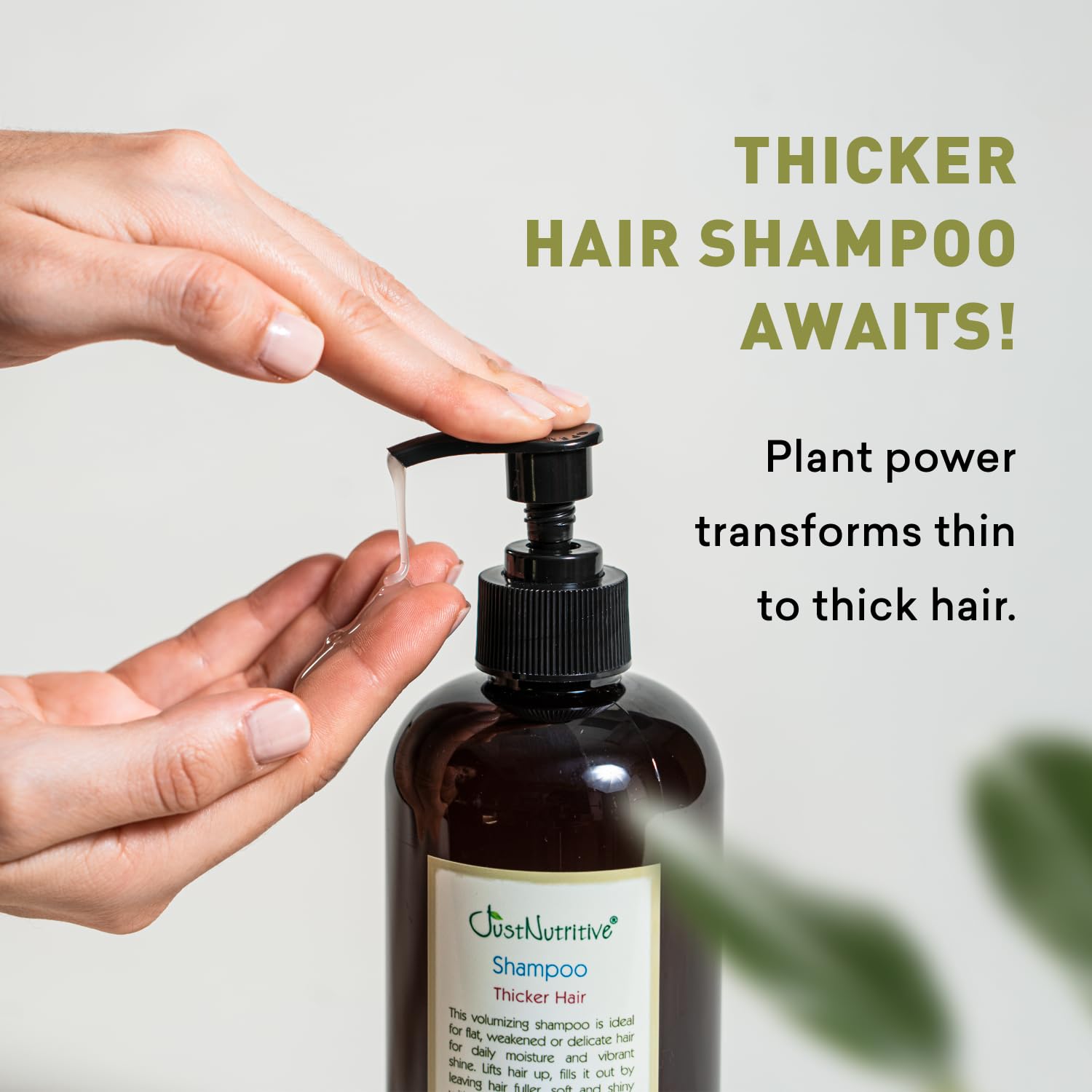 Just Nutritive Thicker Hair Shampoo — Hair Thickening & Growth Support (16 oz)