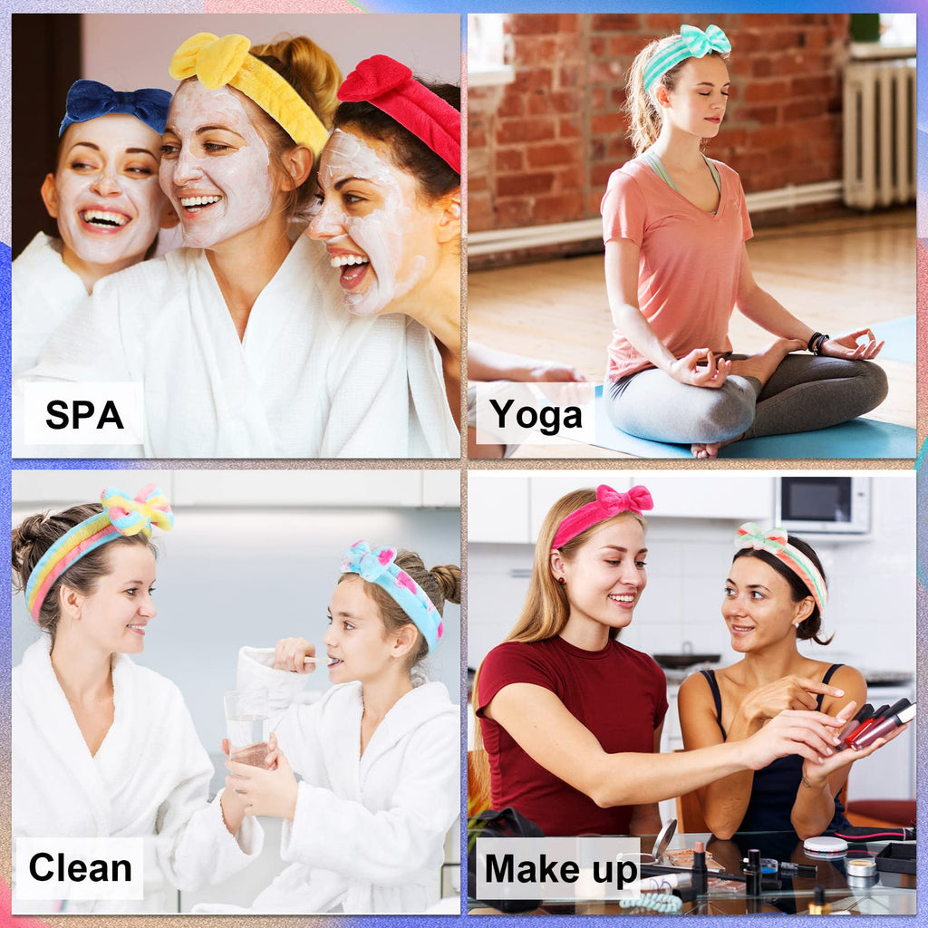 Jutom 74 Pcs Spa Headband Set – 37 Styles Coral Fleece Facial Headbands for Makeup, Skincare & Bath