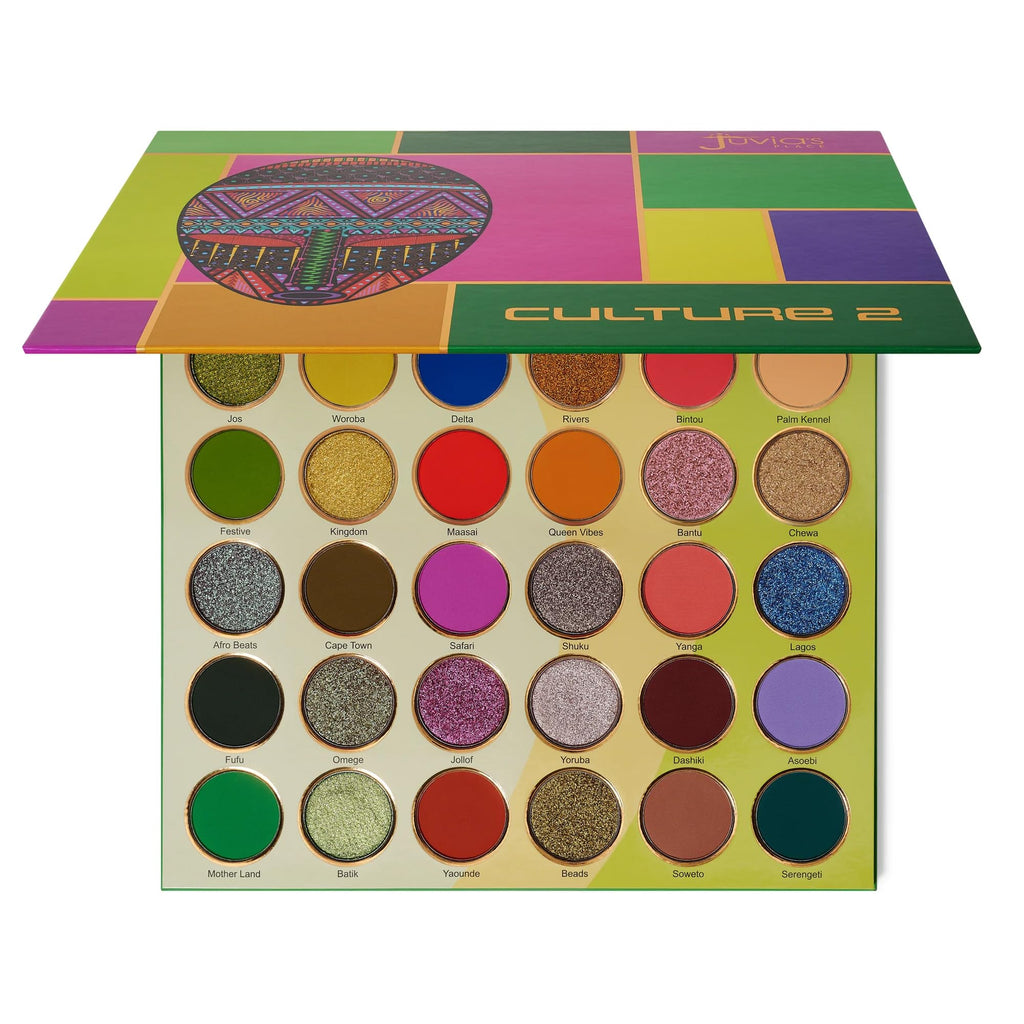 Juvia's Place Culture 2 Eye Shadow Palette – 30 Colors, High Pigment, Long-Lasting, Glitter & Metallics