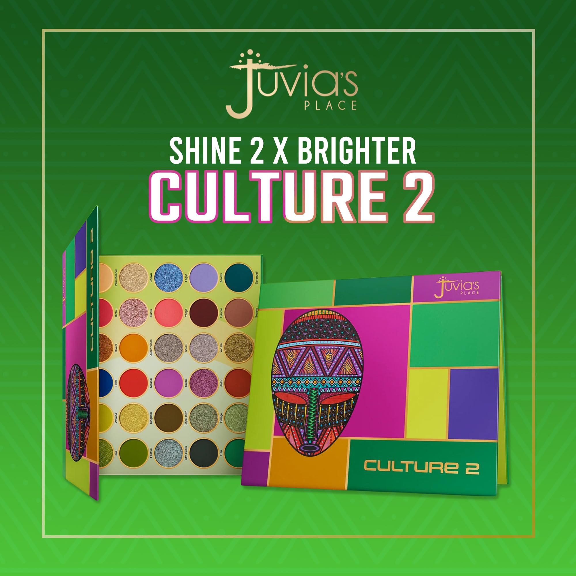 Juvia's Place Culture 2 Eye Shadow Palette – 30 Colors, High Pigment, Long-Lasting, Glitter & Metallics