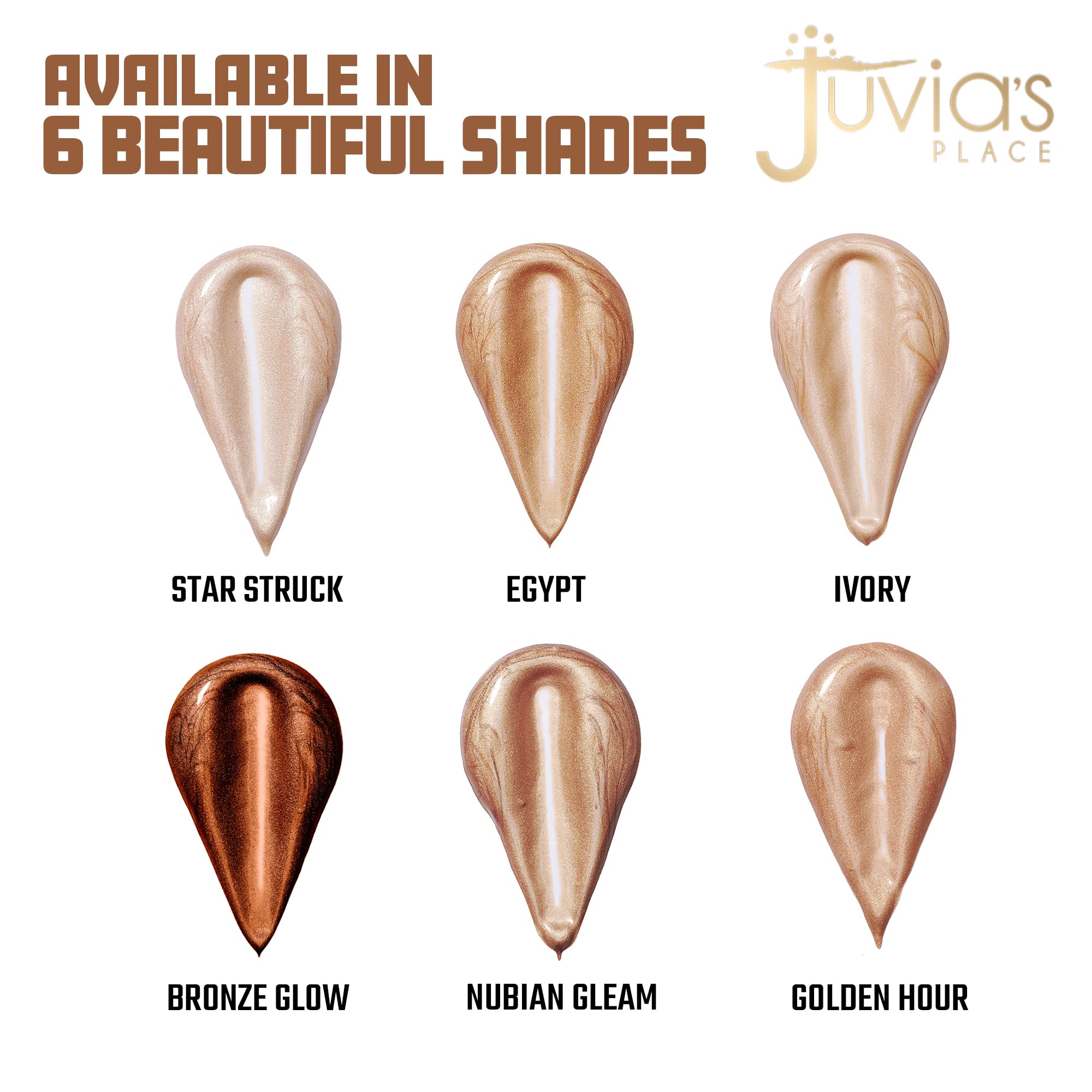 Juvia's Place Nubian Glow Liquid Luminizer – Buildable Radiance for Face & Body in Star Struck (0.27 fl oz)