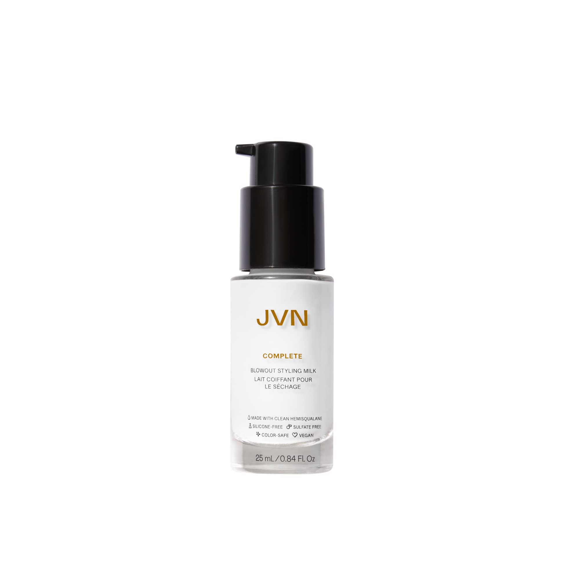 JVN Complete Blowout Styling Milk – Travel Size, Frizz Control, Heat Activated, Silicone Free