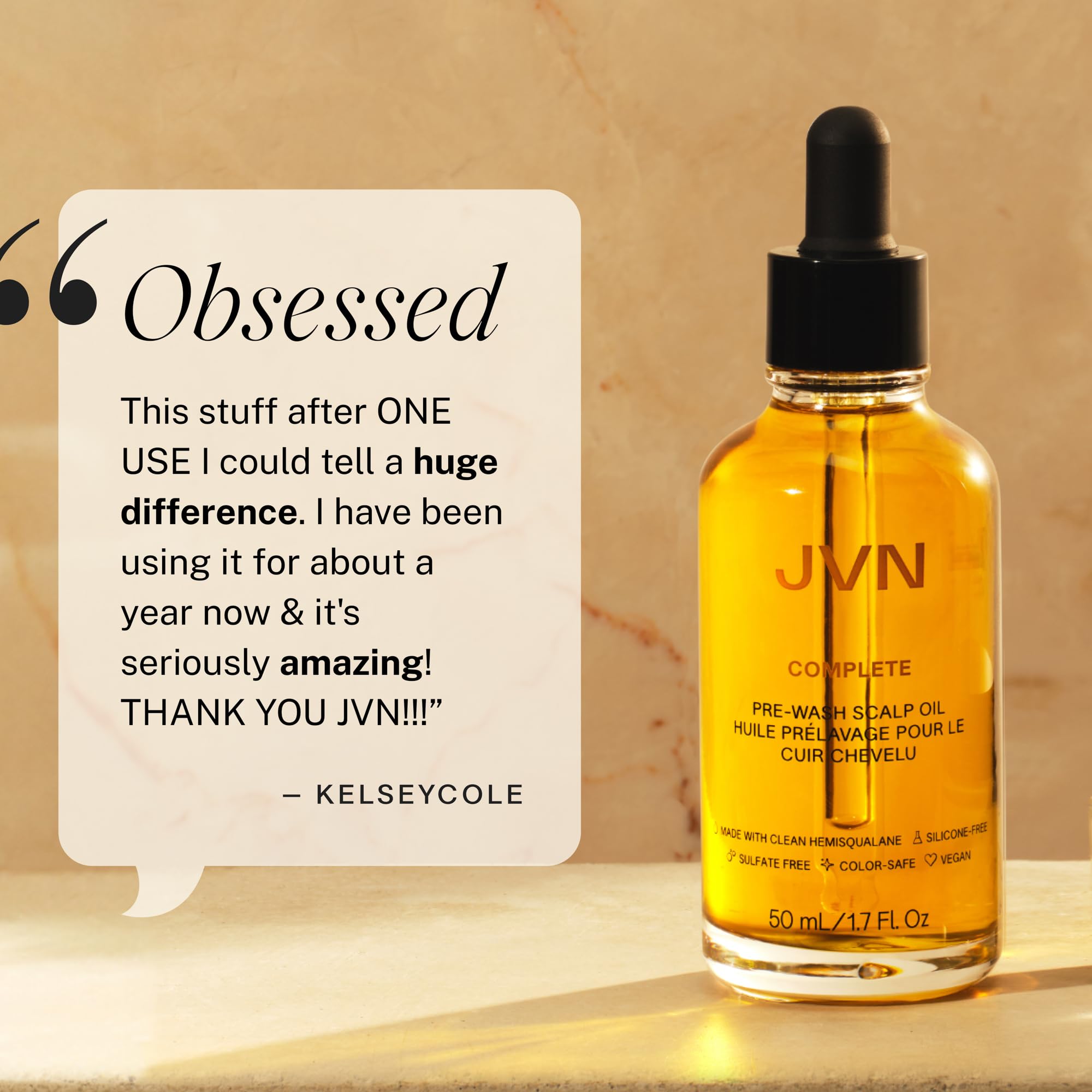 JVN Complete Pre-Wash Scalp Oil – Silicone-Free Clarifying & Strengthening Treatment, 1.7 Fl Oz