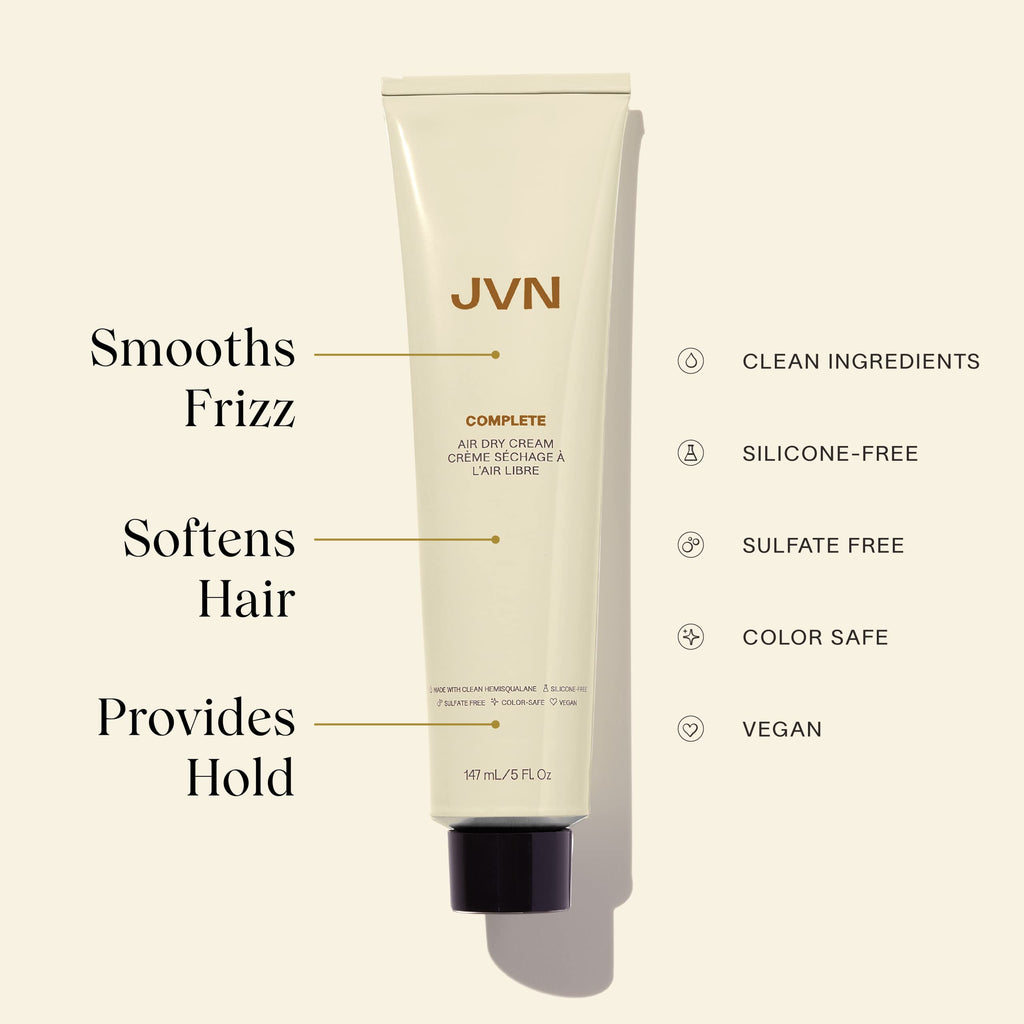 JVN No Heat Complete Air Dry Cream – 5 oz, Silicone-Free Curl & Wave Smoothing