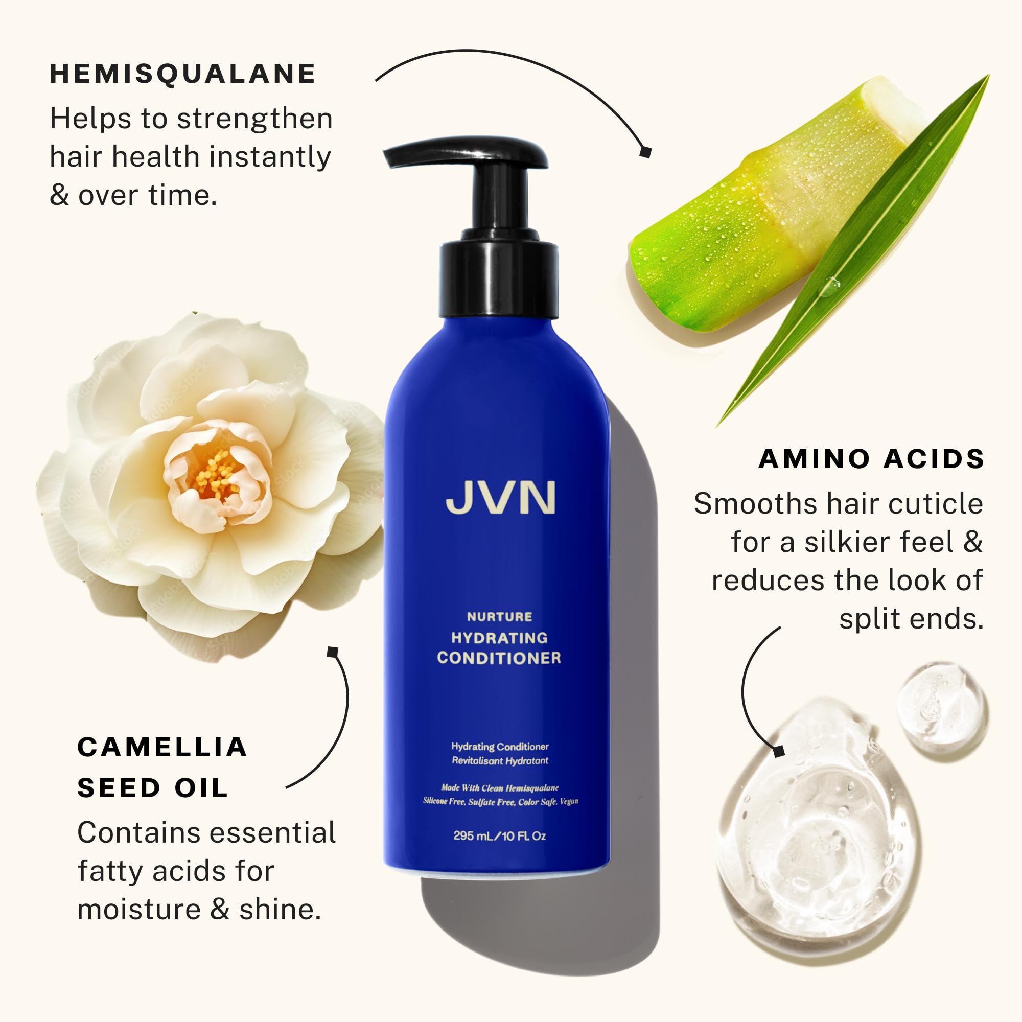 JVN Nurture Hydrating Conditioner - Detangles, Deep Moisture, Color Safe, 10 oz