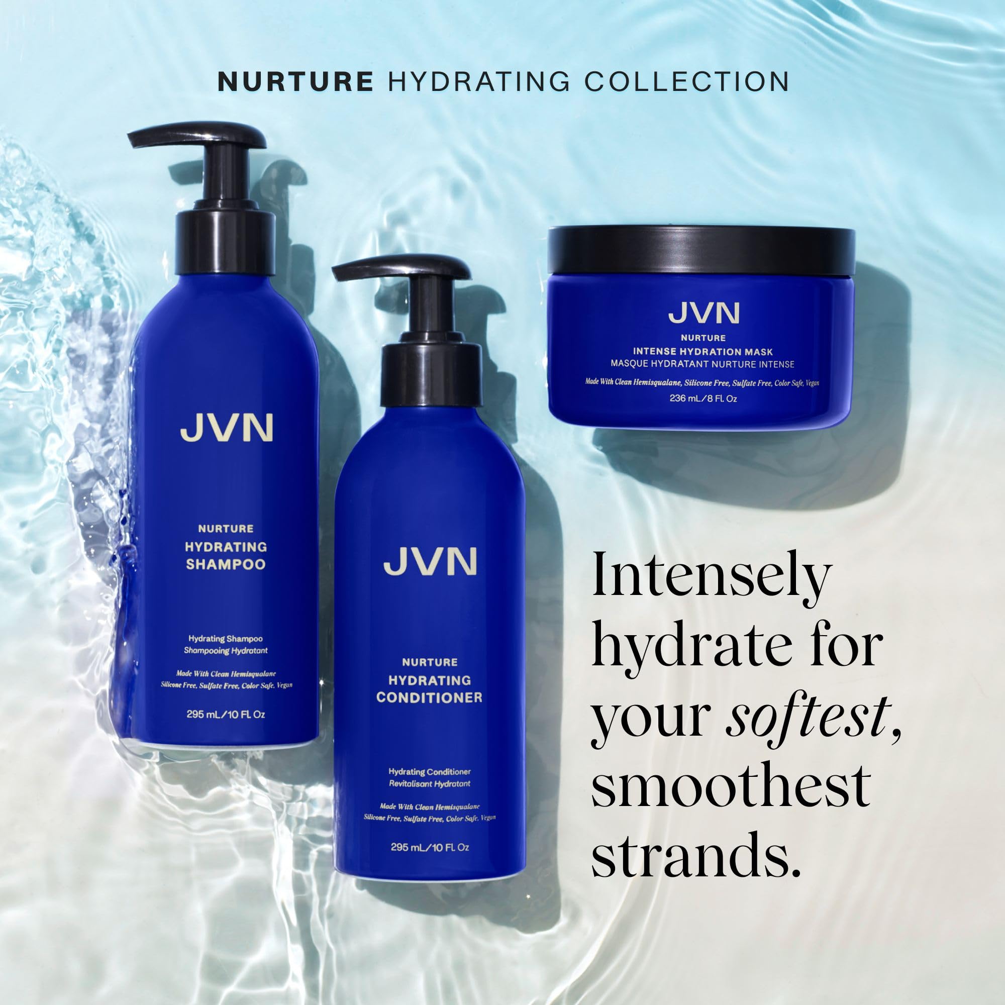 JVN Nurture Hydrating Conditioner - Detangles, Deep Moisture, Color Safe, 10 oz