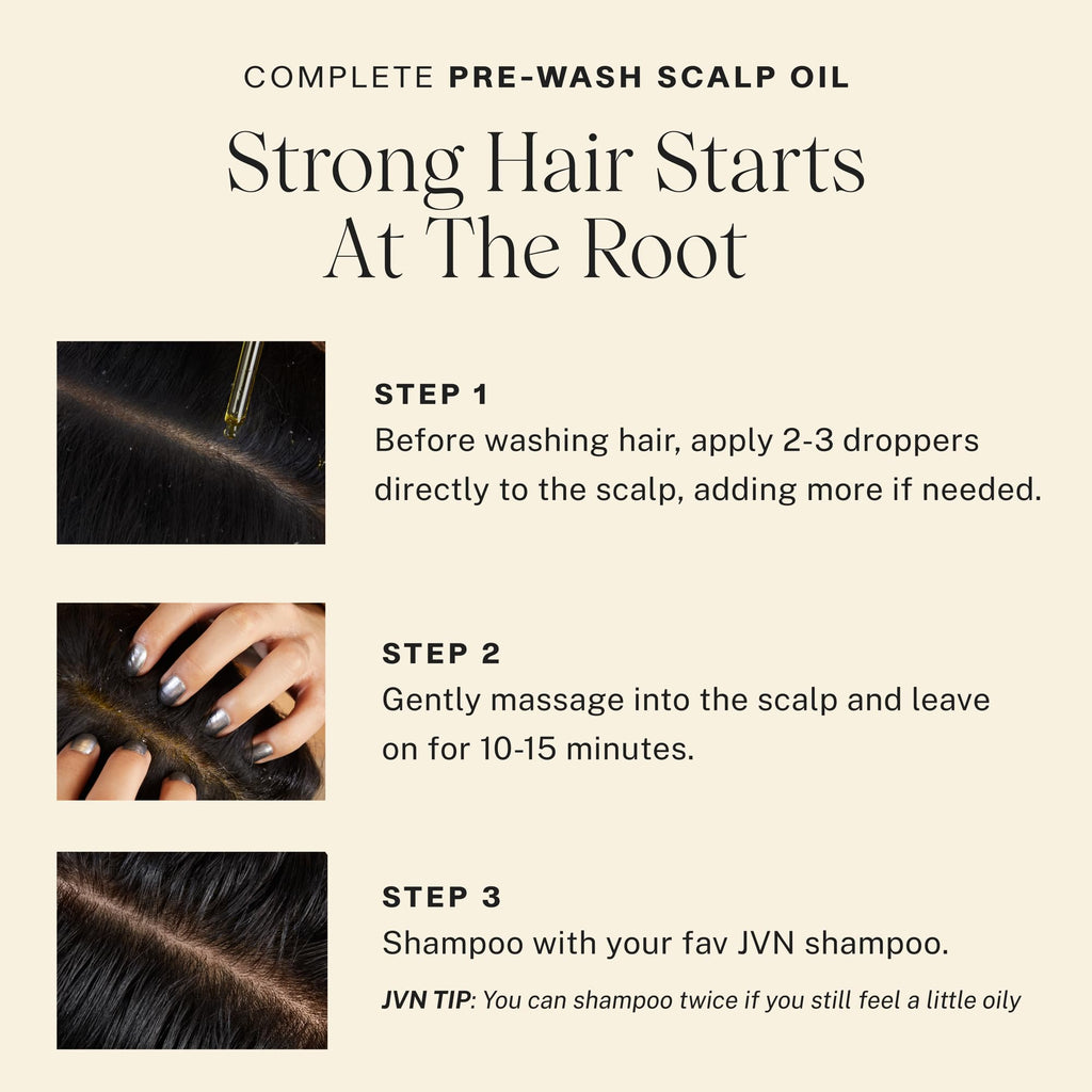 JVN Complete Pre-Wash Scalp Oil – Silicone-Free Clarifying & Strengthening Treatment, 1.7 Fl Oz