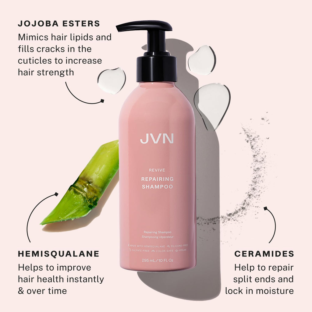JVN Revive Repairing Shampoo & Conditioner Set – Strengthen Damaged or Color-Treated Hair | Silicone & Sulfate Free